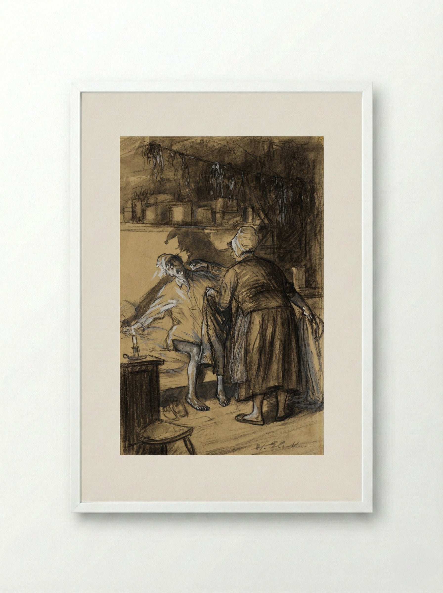 Here Are Your Trousers - William James Glackens - Framed Print White