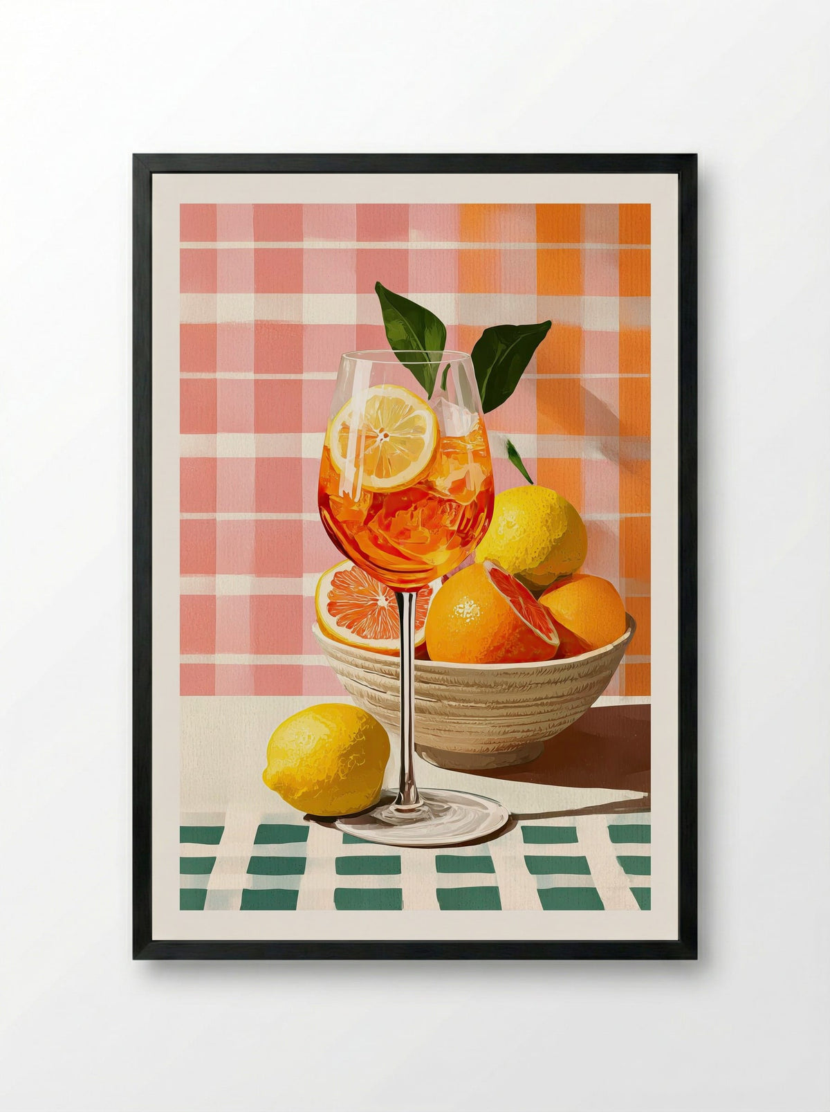 Citrus Spritz Summer Aperitif Art Print - Framed Print Black