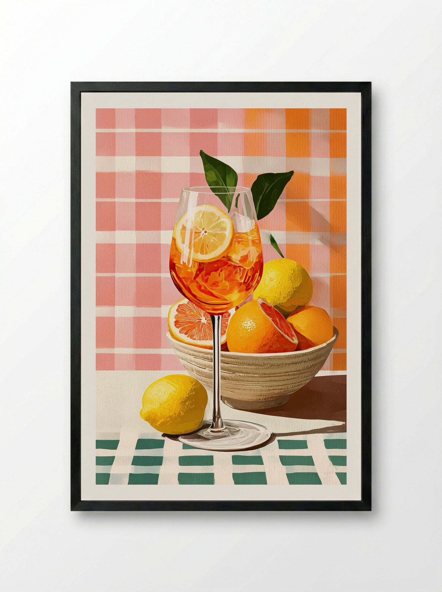 Citrus Spritz Summer Aperitif Art Print - Framed Print Black