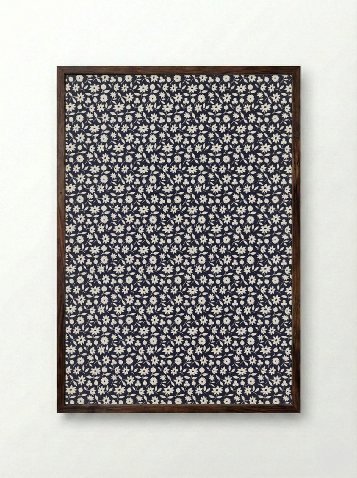White Flowers Pattern - Charles Goy - Framed Print Dark Wood