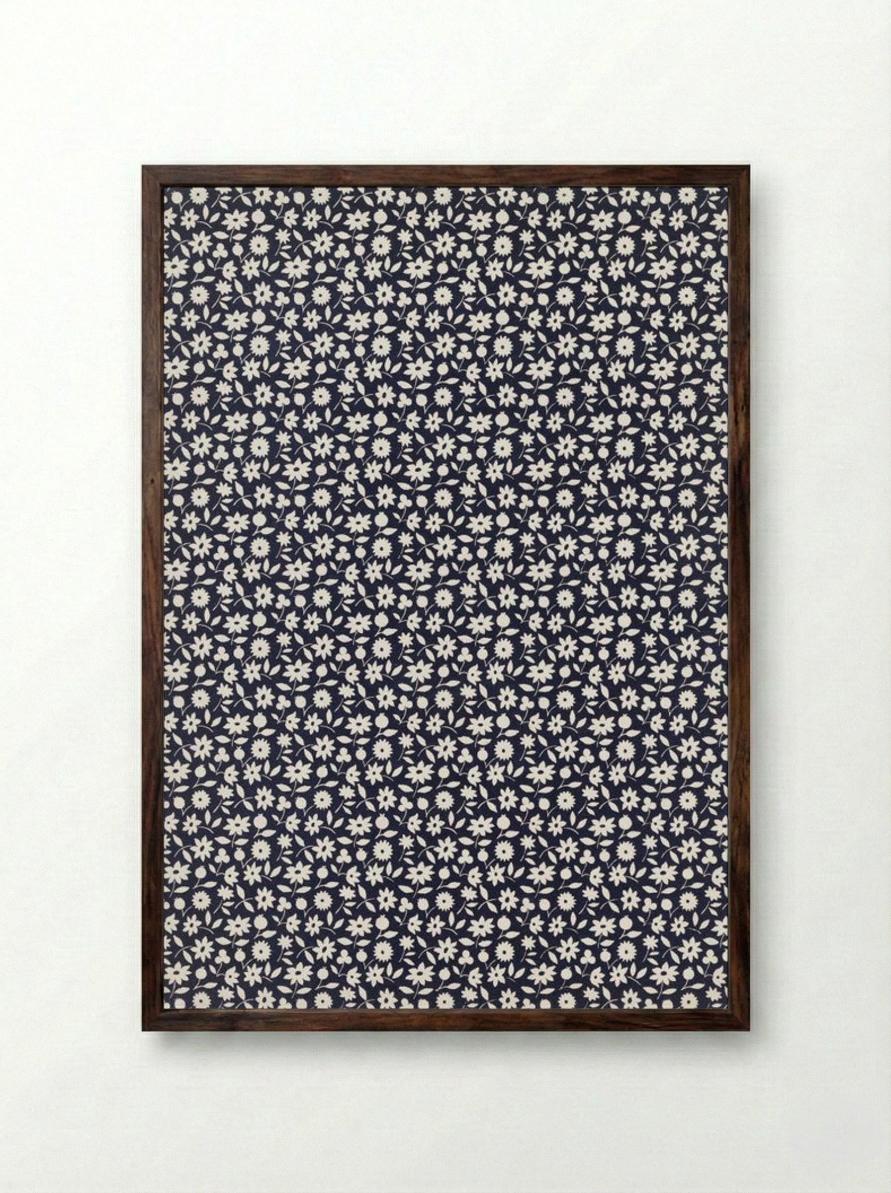 White Flowers Pattern - Charles Goy - Framed Print Dark Wood