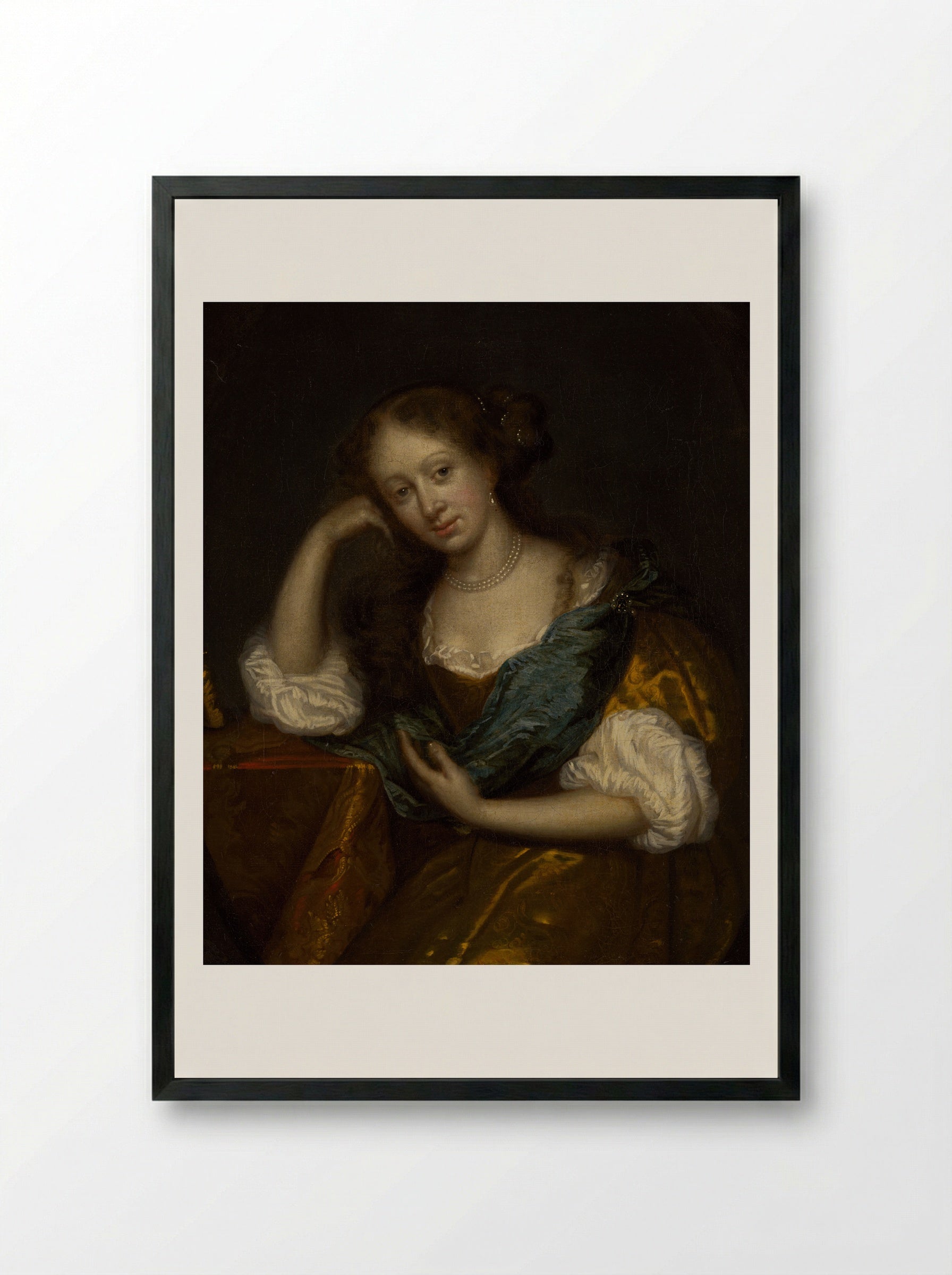 In Thought - Godfried Schalcken - Framed Print Black