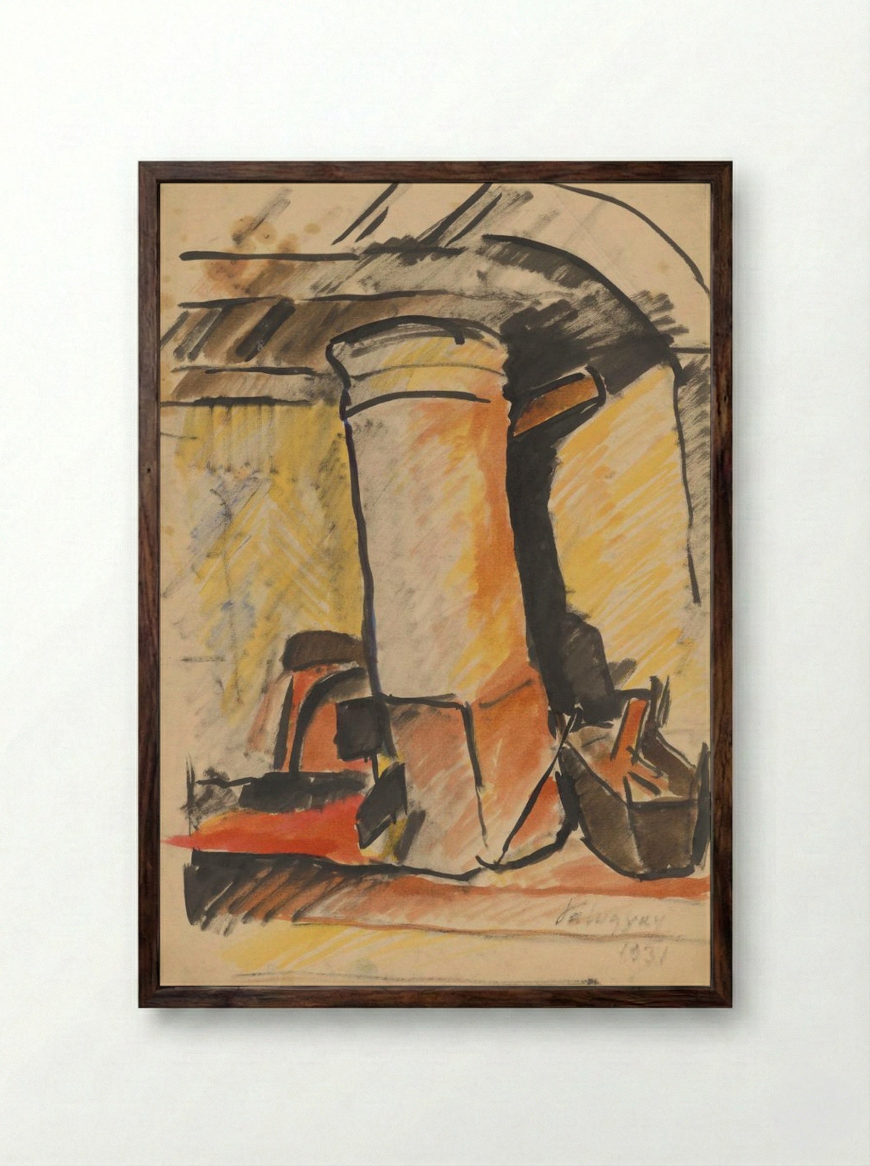 Study for a Still Life (Pitcher and Vessels) - Zolo Palugyay - Framed Print Dark Wood