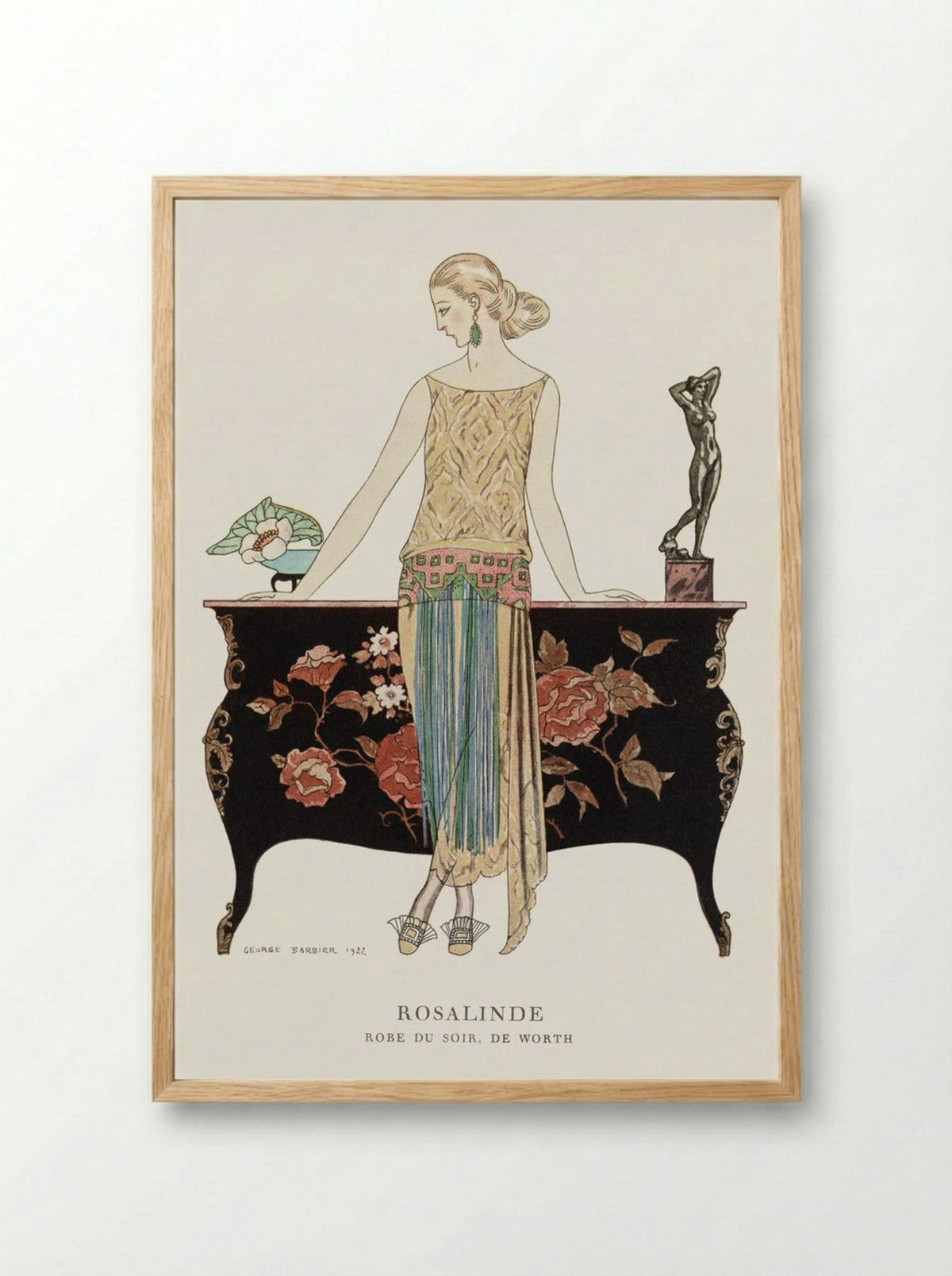 Rosalinde, Robe du Soir, de Worth - George Barbier - Framed Print Wood