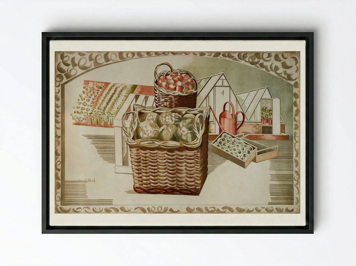 Fruit Gardens and Orchard - Paul Nash - Framed Canvas Black