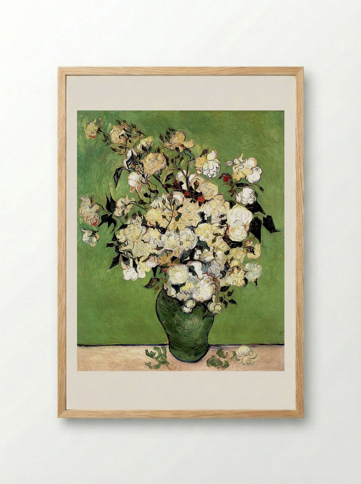 A Vase of Roses - Vincent van Gogh - Framed Print Wood