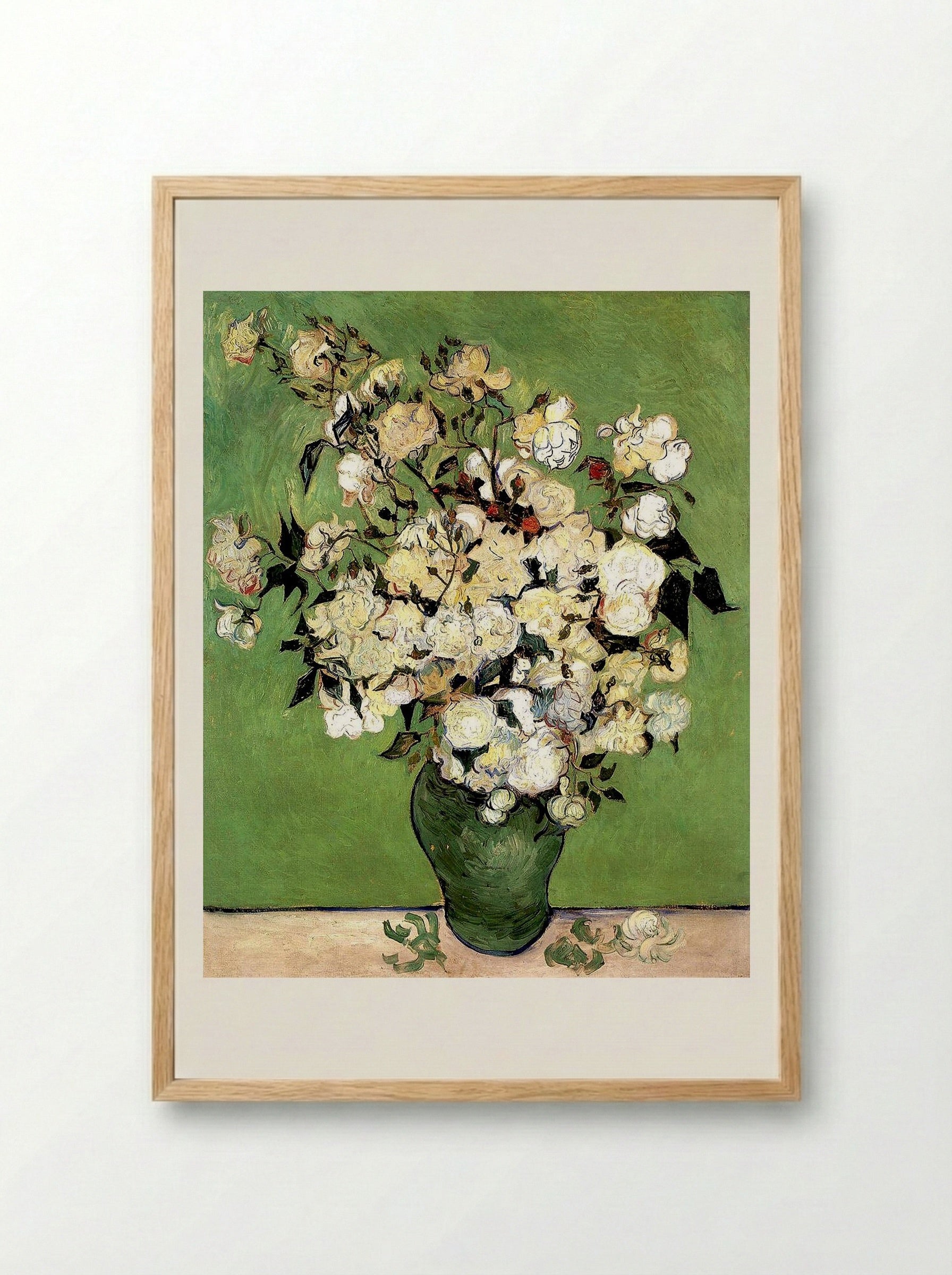 A Vase of Roses - Vincent van Gogh - Framed Print Wood