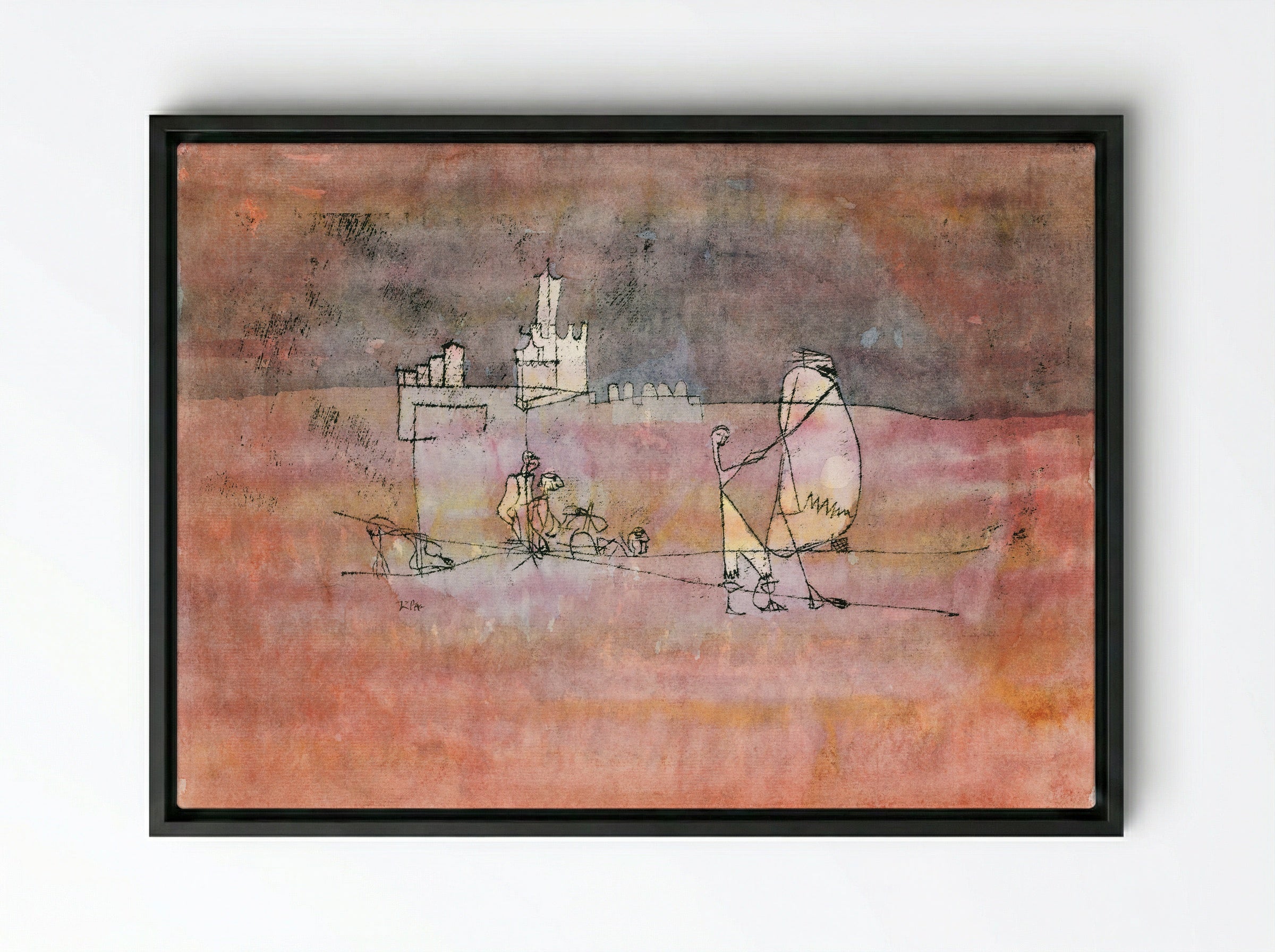 Episode Before an Arab Town - Paul Klee - Framed Canvas Black
