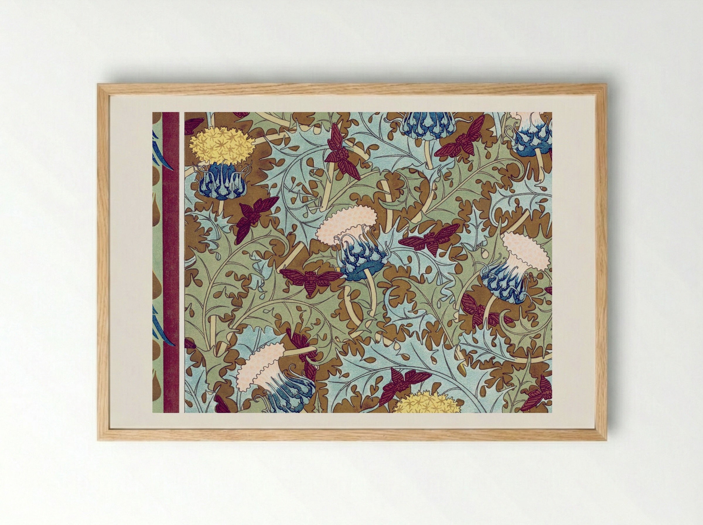 Corbeaux, Cigales et Chardons (Textile Design) - Maurice Pillard Verneuil - Framed Print Wood