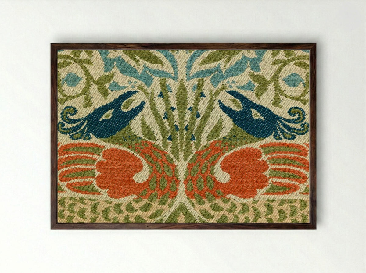 Peacock and Dragon - William Morris - Framed Print Dark Wood