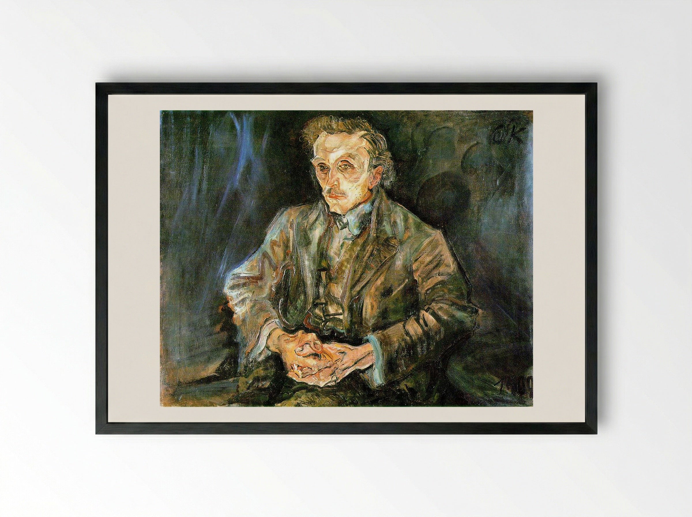Portrait of Adolf Loos - Oskar Kokoschka - Framed Print Black