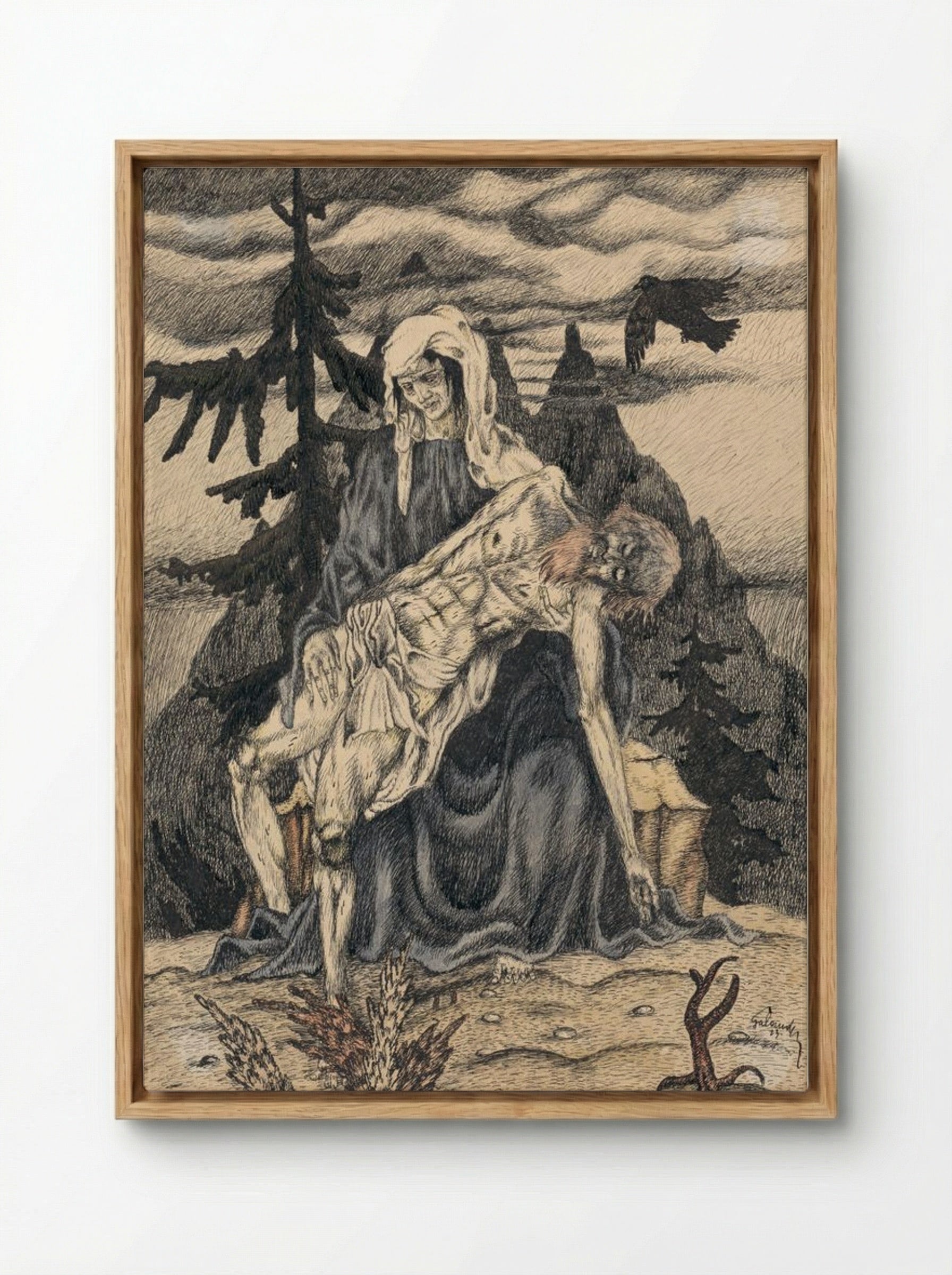 Pieta - Mikuláš Galanda - Framed Canvas Wood