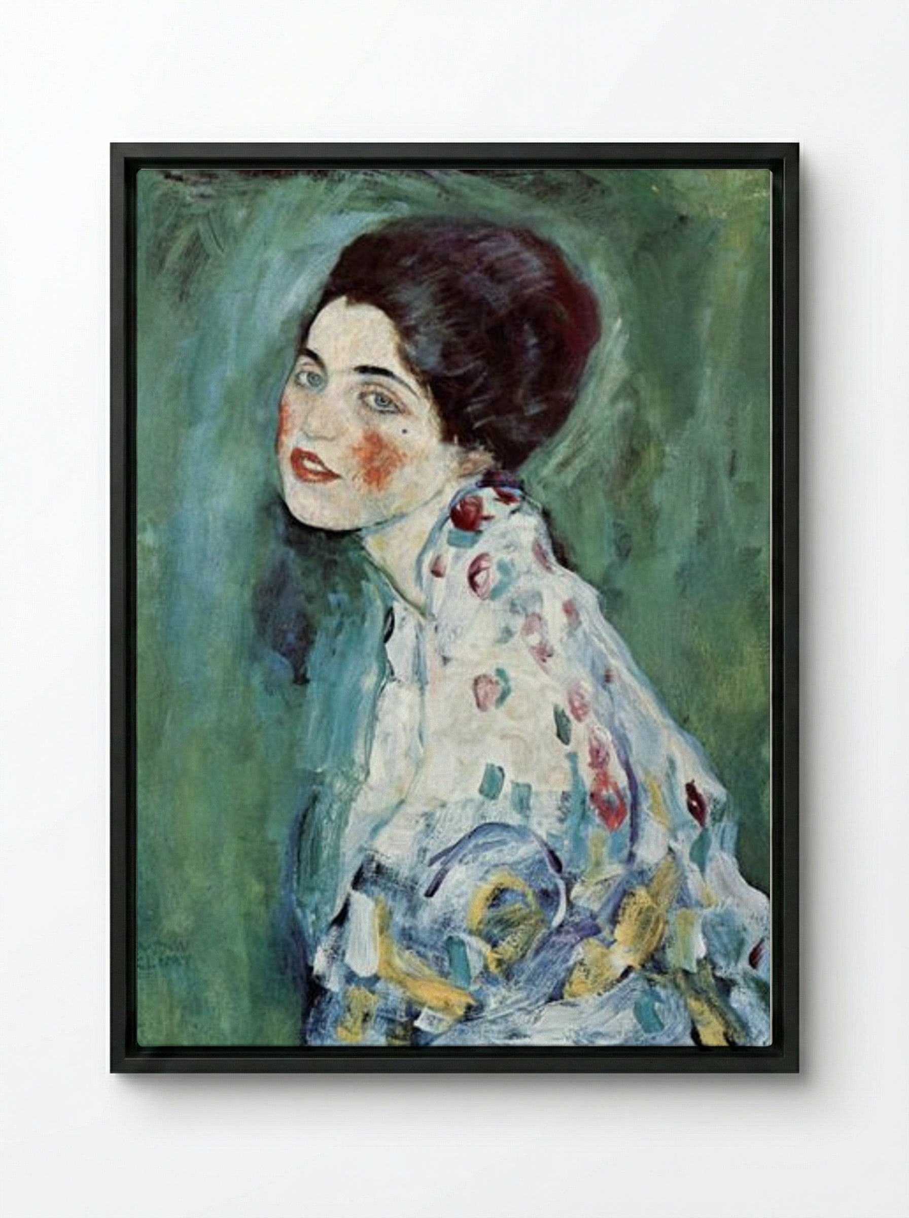 Portrait of a Lady - Gustav Klimt - Framed Canvas Black