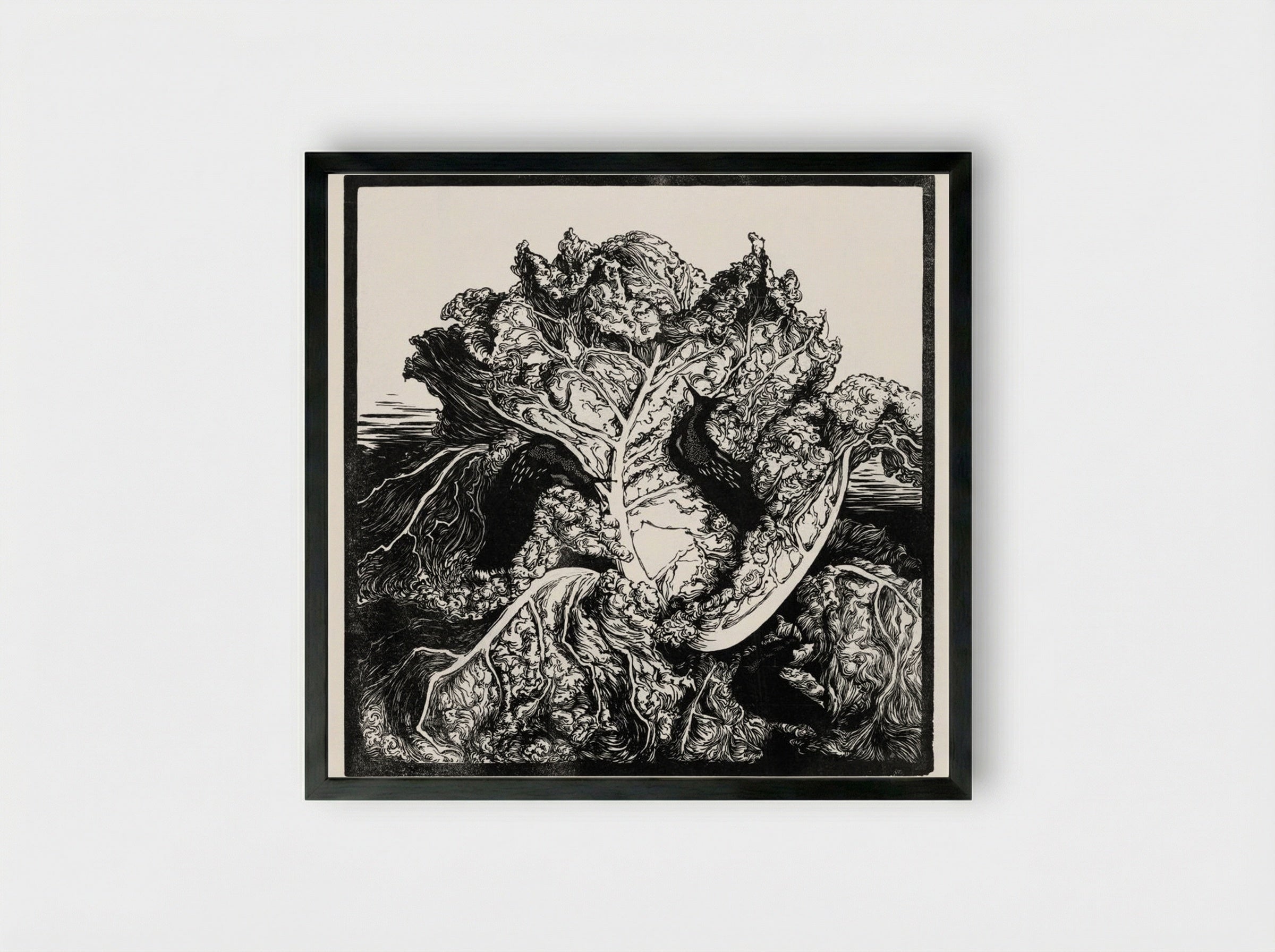 Three Slugs on a Cabbage - Julie de Graag - Framed Print Black