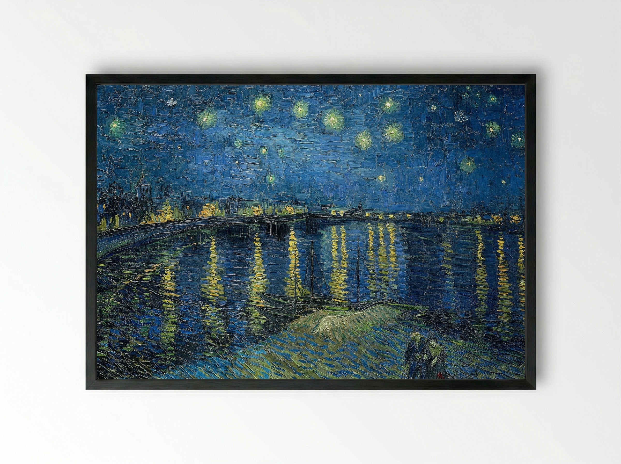 Starry Night Over the Rhône - Vincent van Gogh - Framed Print Black