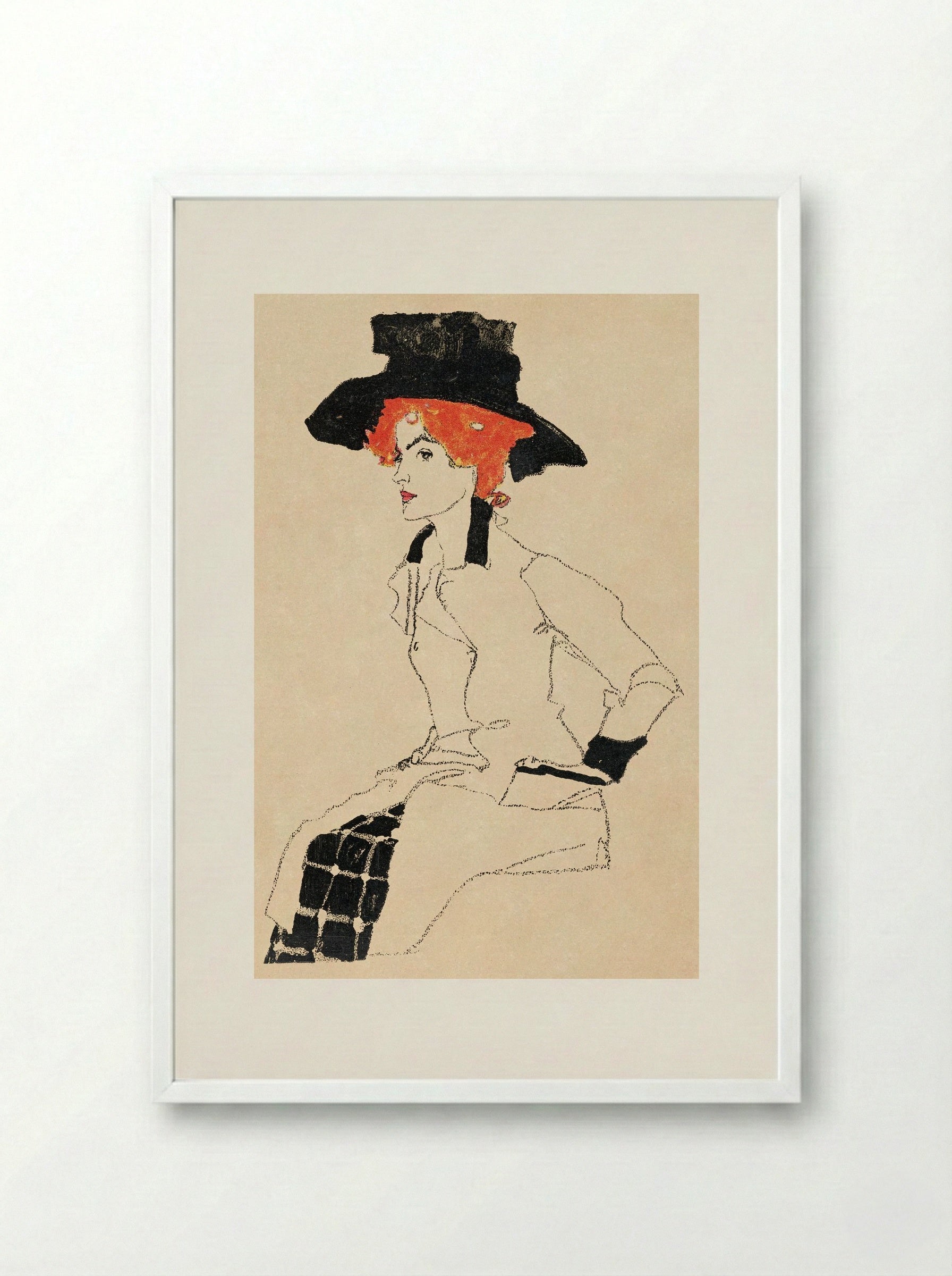 Portrait of a Woman - Egon Schiele - Framed Print White