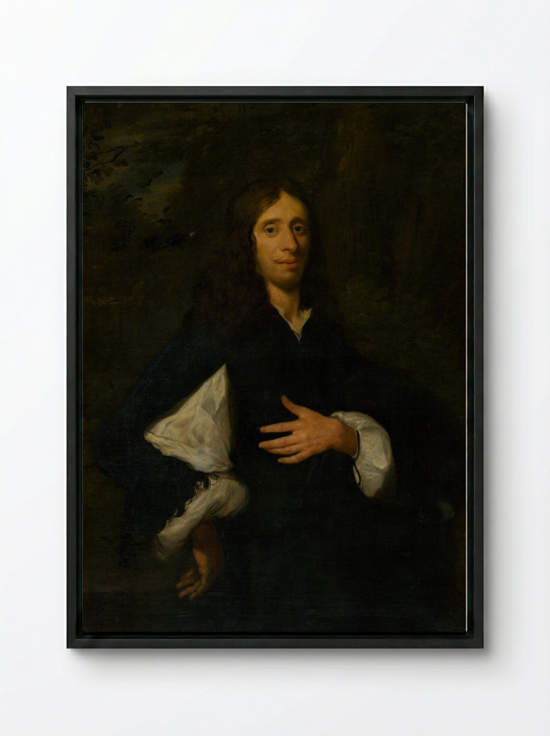 Portrait of a Gentleman - Caspar Netscher - Framed Canvas Black