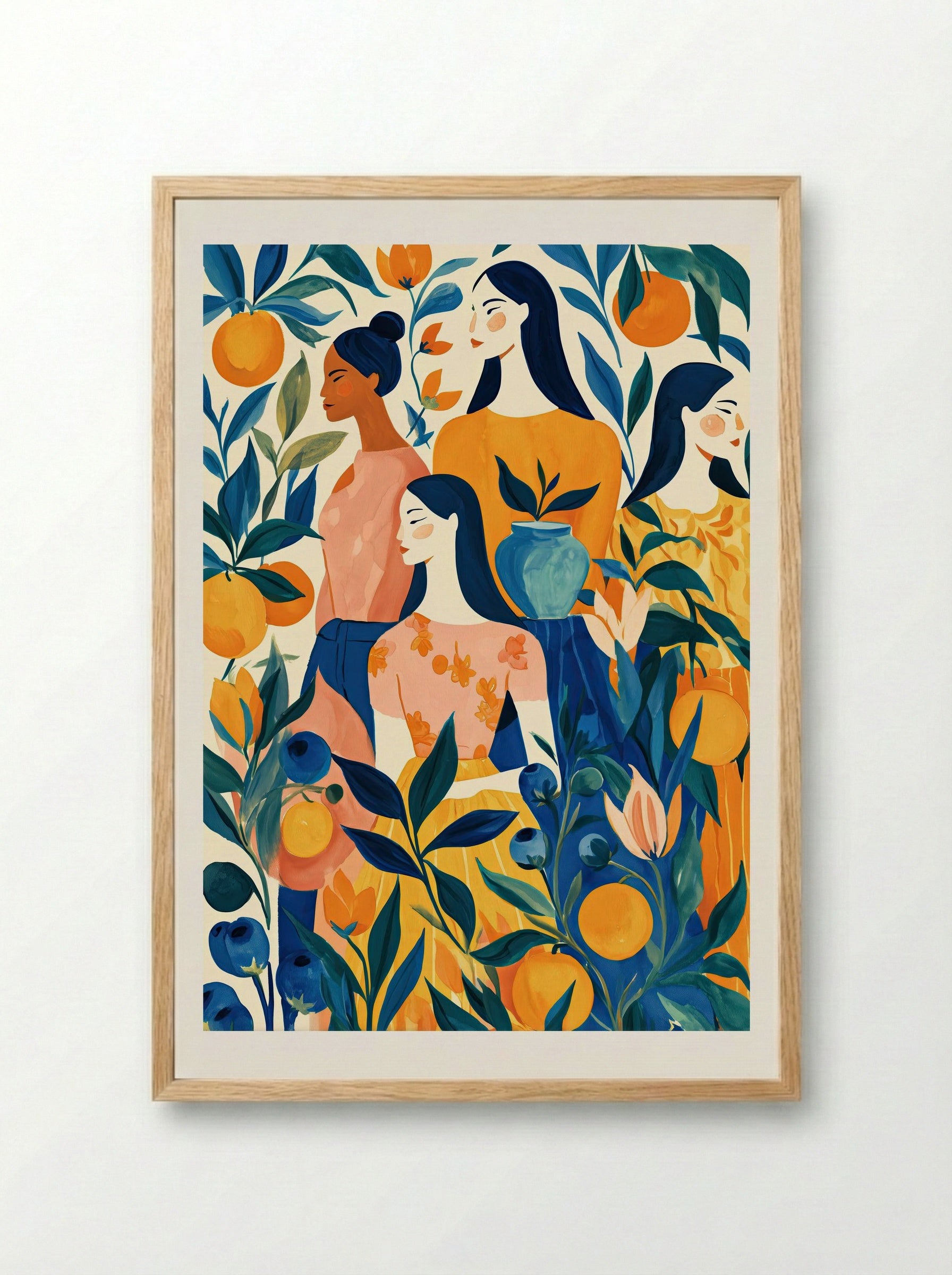 Citrus Garden Muse Botanical Wall Art - Framed Print Wood