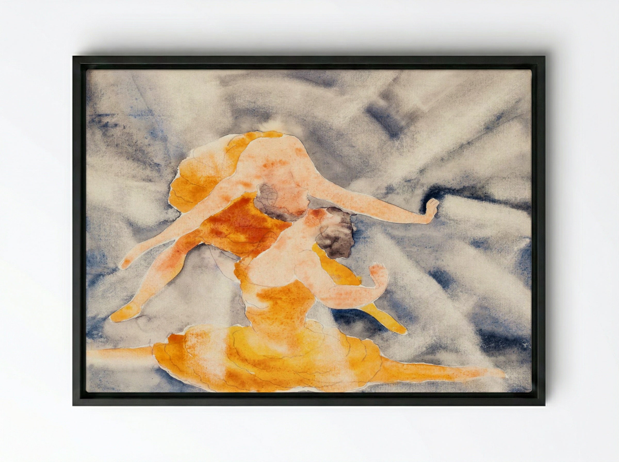 Two Women Acrobats - Charles Demuth - Framed Canvas Black