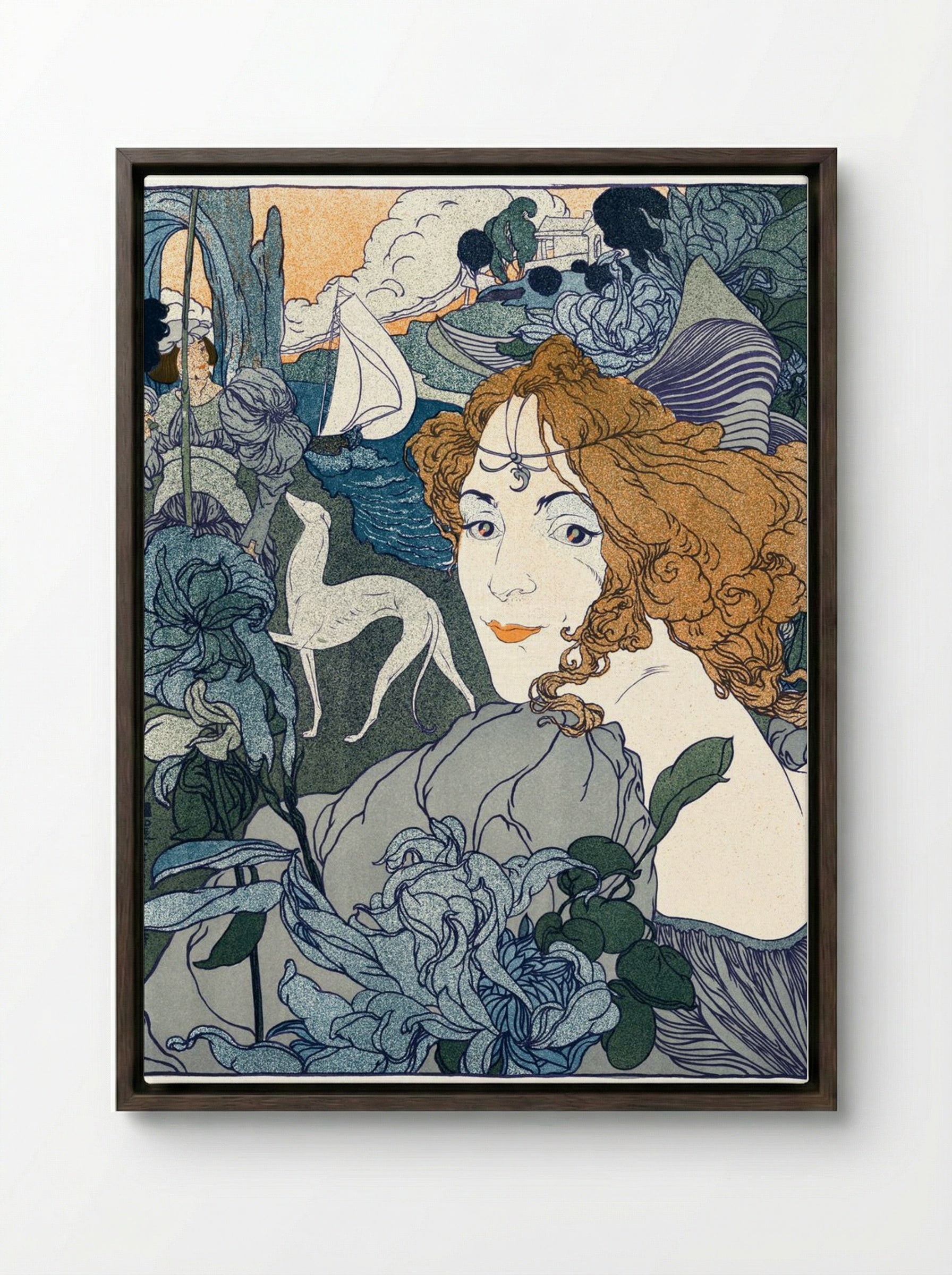 Retour - Georges de Feure - Framed Canvas Dark Wood