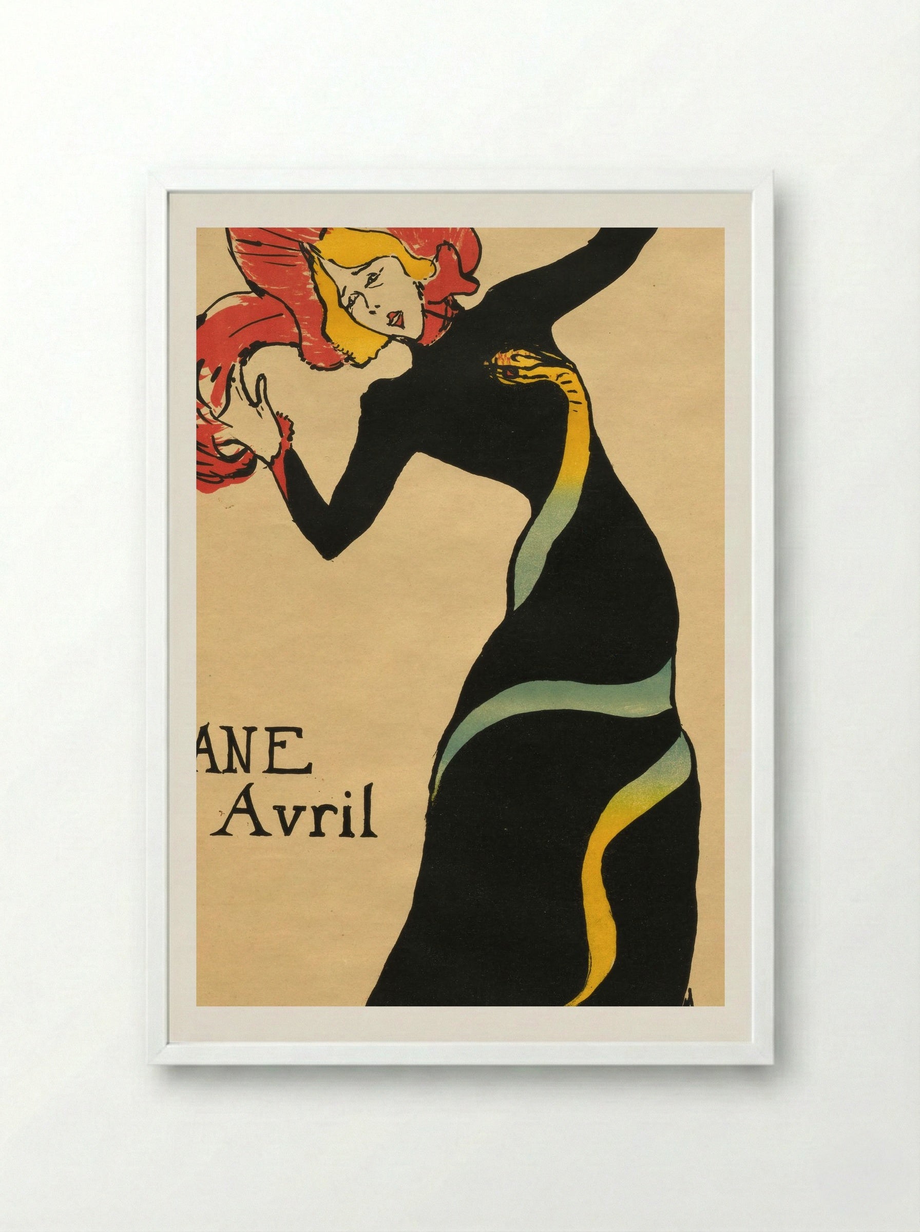 Jane Avril - Henri de Toulouse-Lautrec - Framed Print White