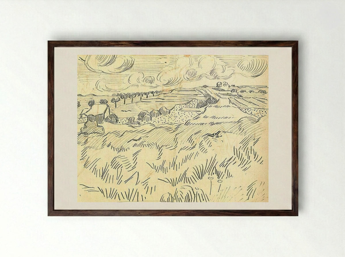 Wheatfield - Vincent van Gogh - Framed Print Dark Wood