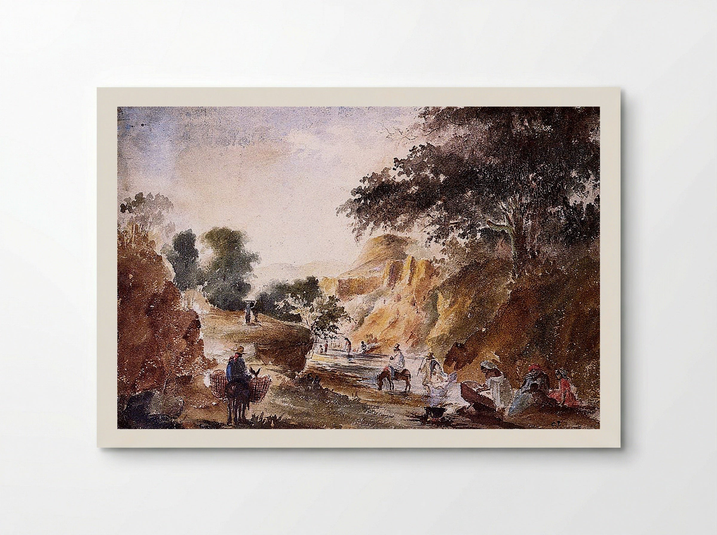 Landscape with Figures by a River - Fine Art Print - Poster