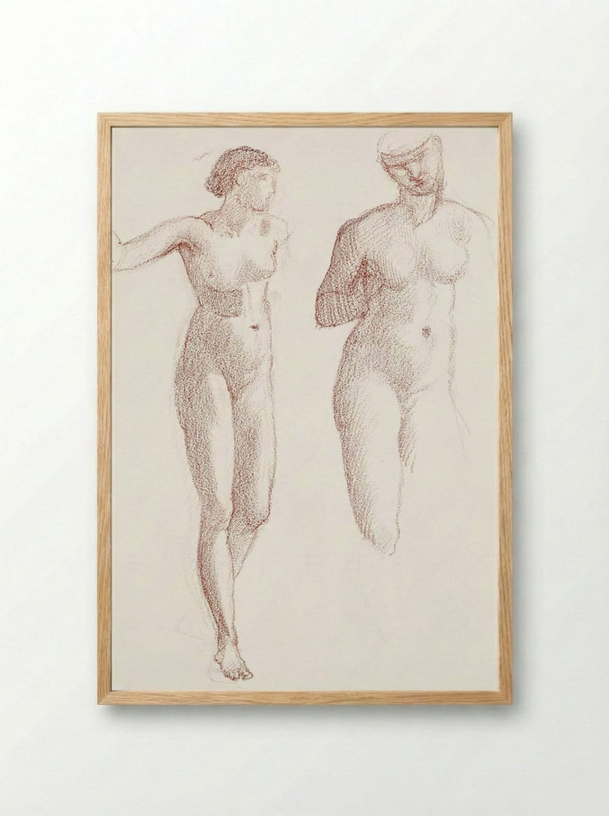 Cupid and Psyche - Female Nude - Two Studies - Edward Burne-Jones - Framed Print Wood
