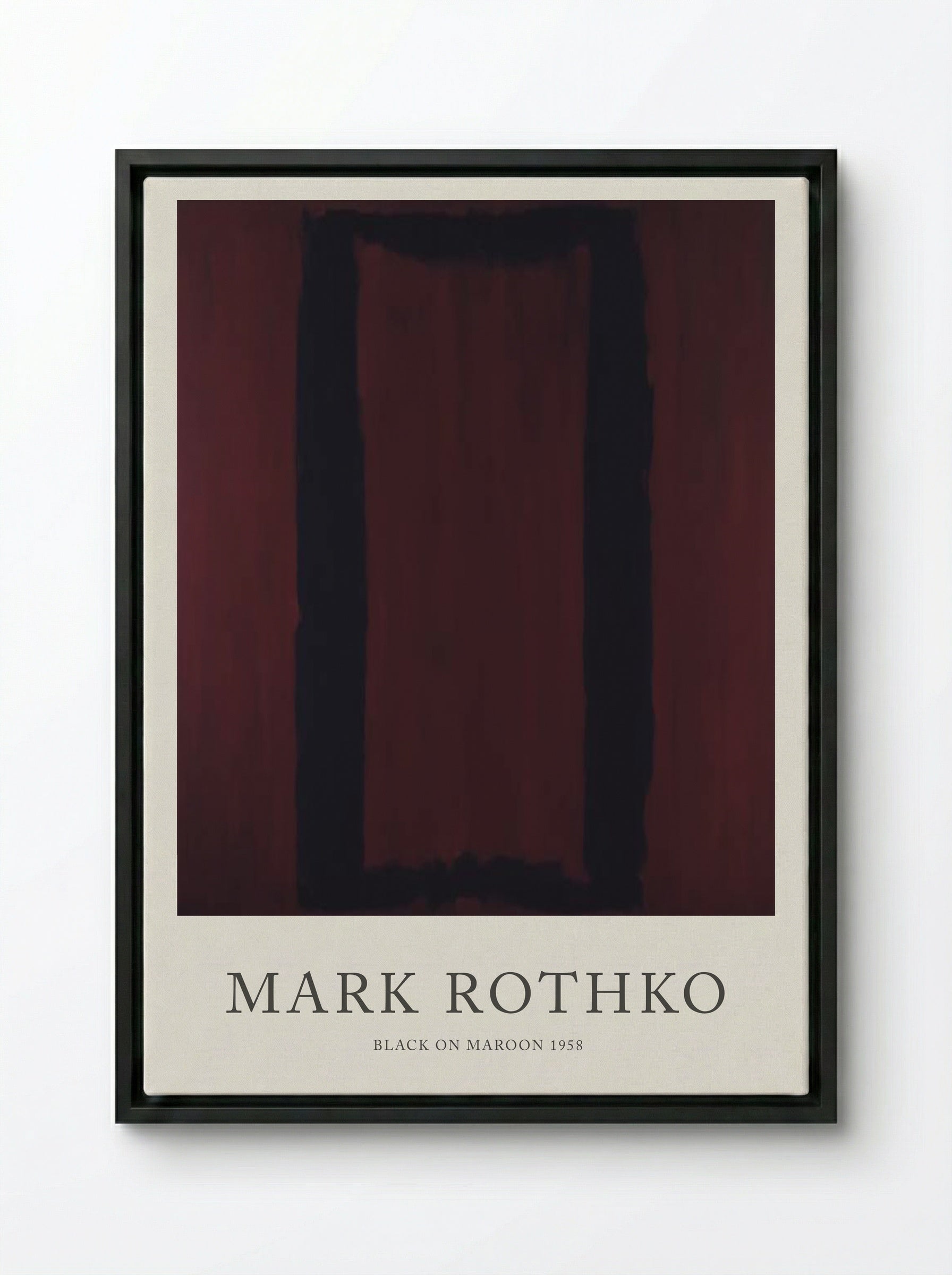 Black on Maroon - Mark Rothko - Framed Canvas Black