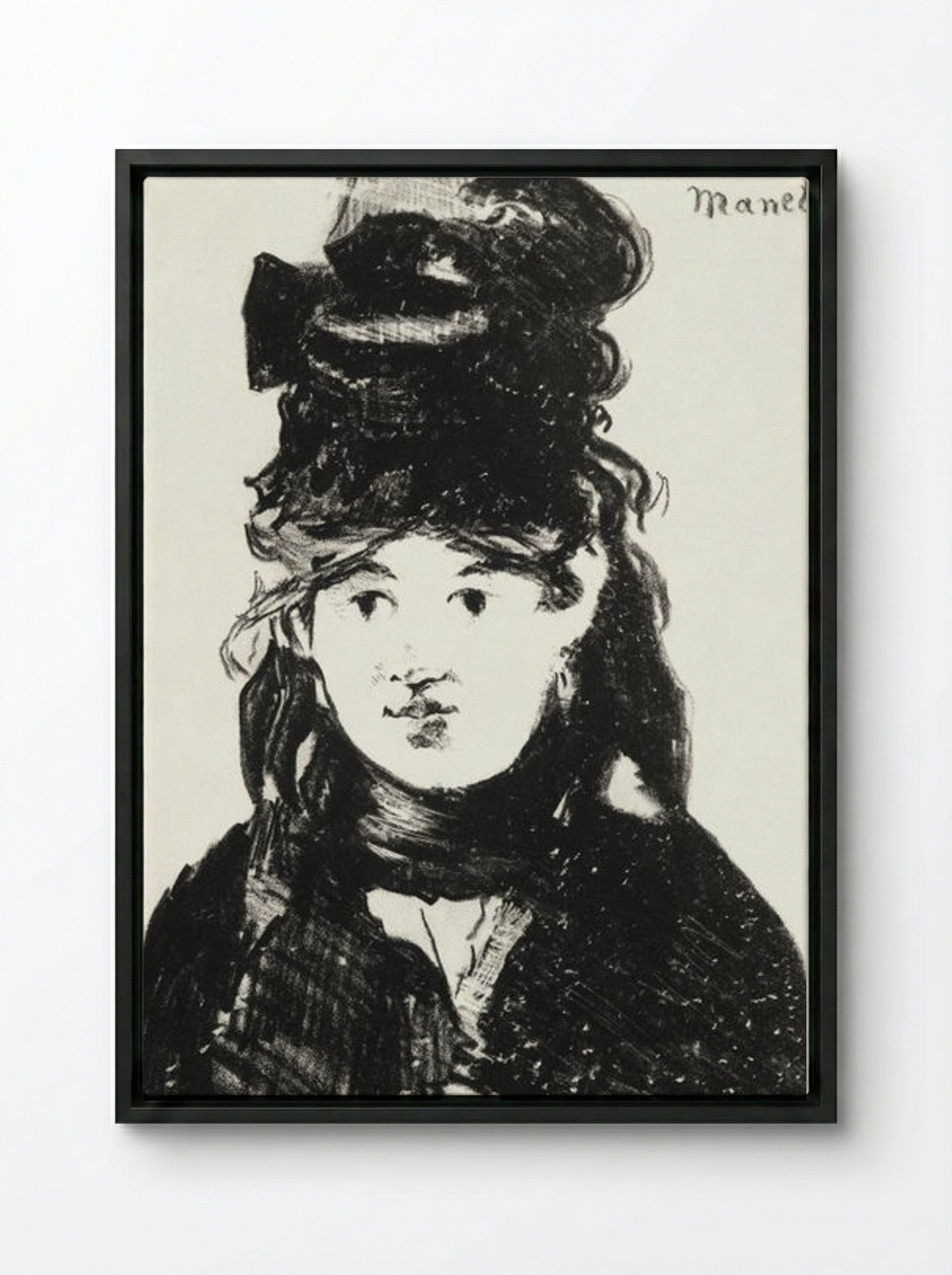 Berthe Morisot in Black - Édouard Manet - Framed Canvas Black