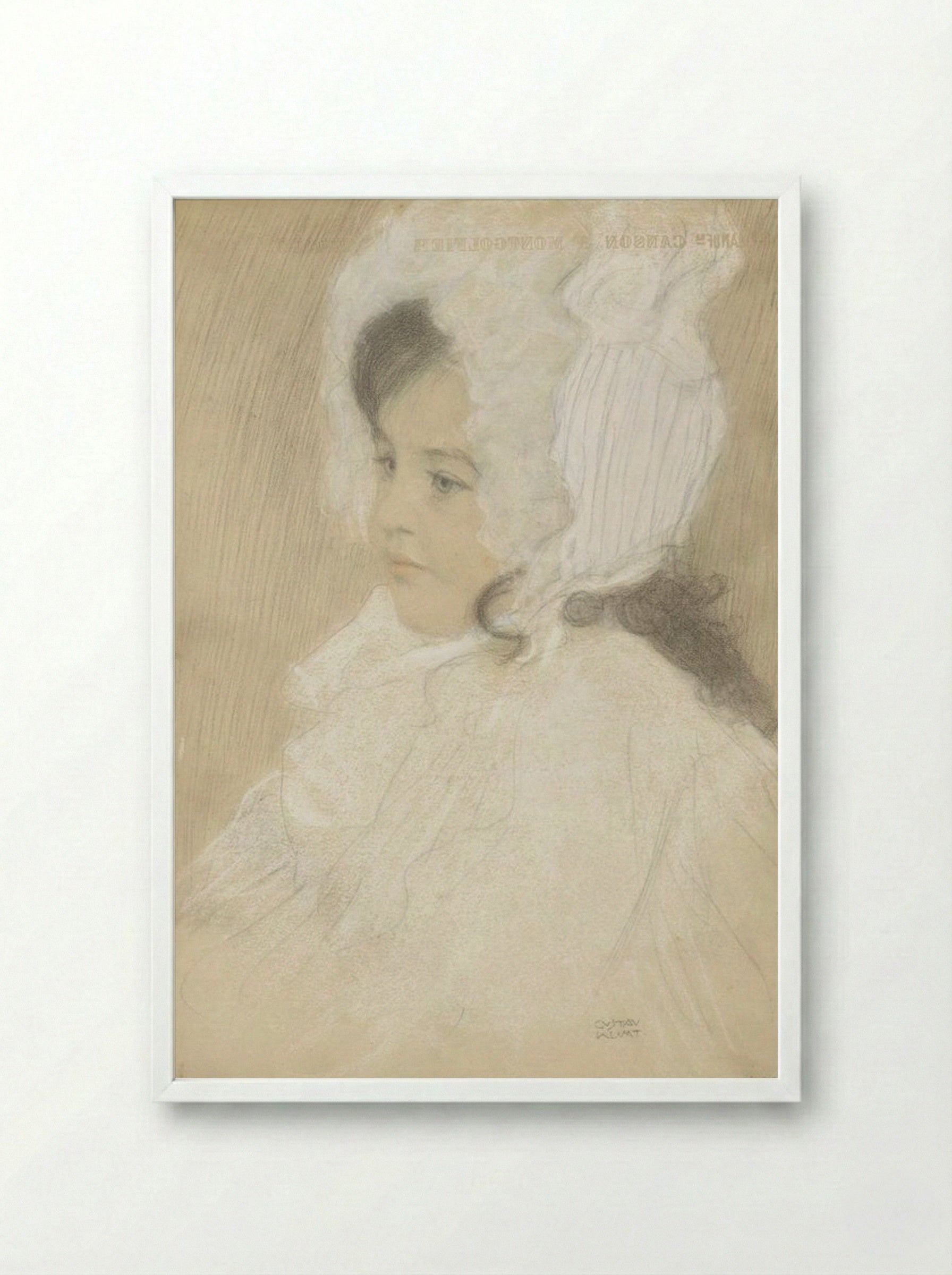 Portrait of a Child, Marie Moll - Gustav Klimt - Framed Print White