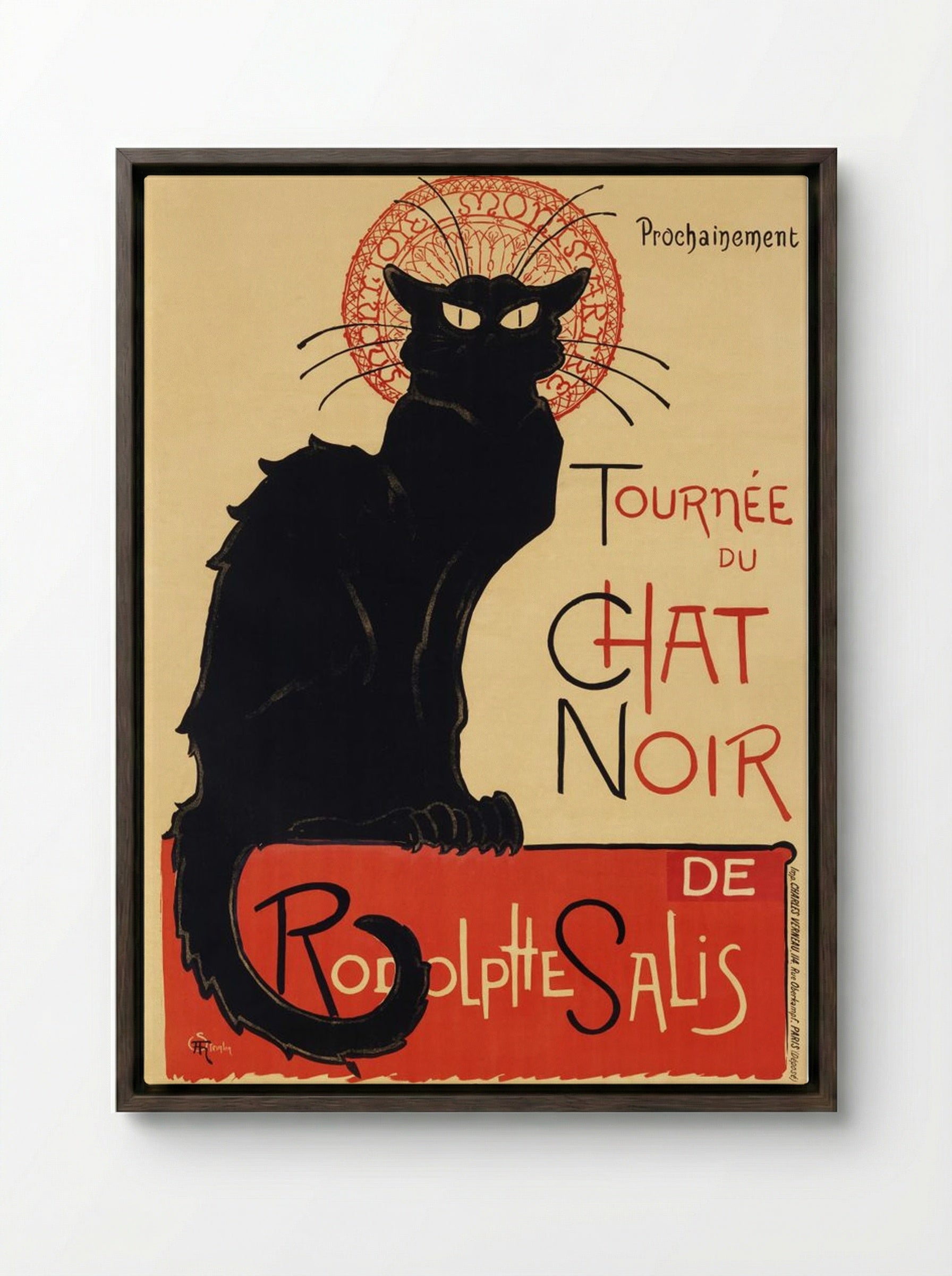 Tournée du Chat Noir - Théophile Alexandre Steinlen - Framed Canvas Dark Wood