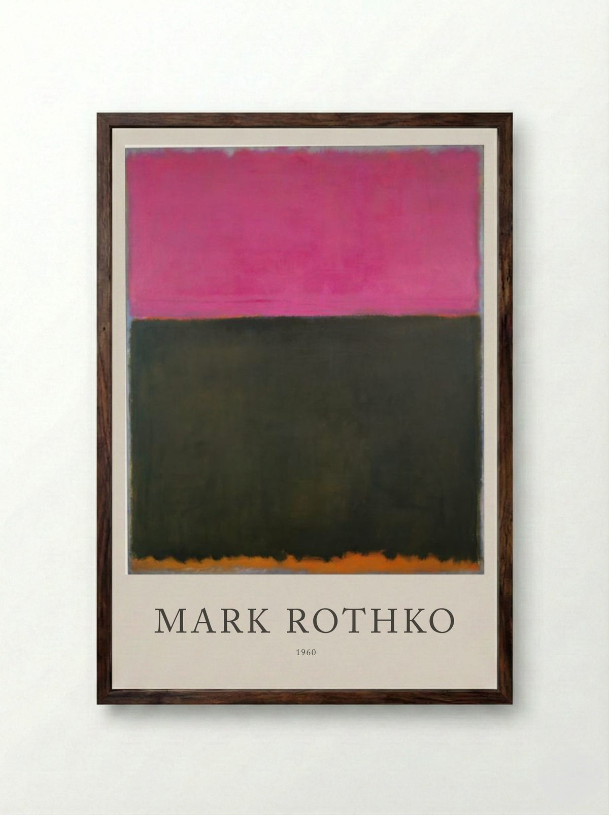 Untitled (Pink over Dark Green) - Mark Rothko - Framed Print Dark Wood