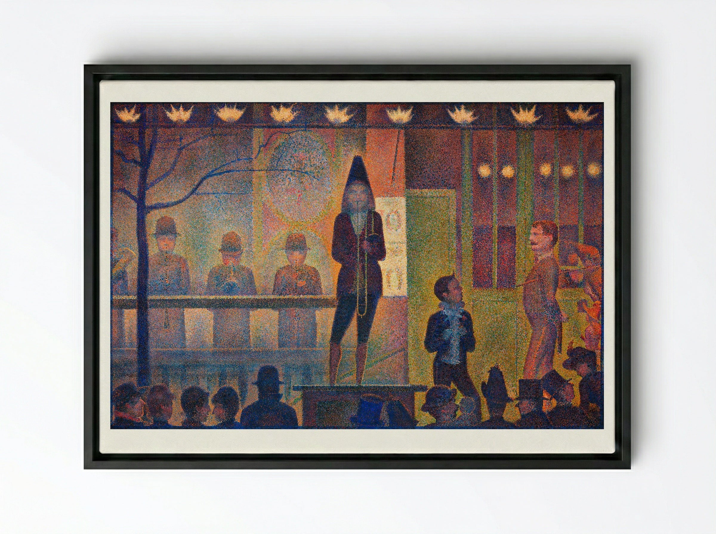 Circus Sideshow (Parade de Cirque) - Georges Seurat - Framed Canvas Black