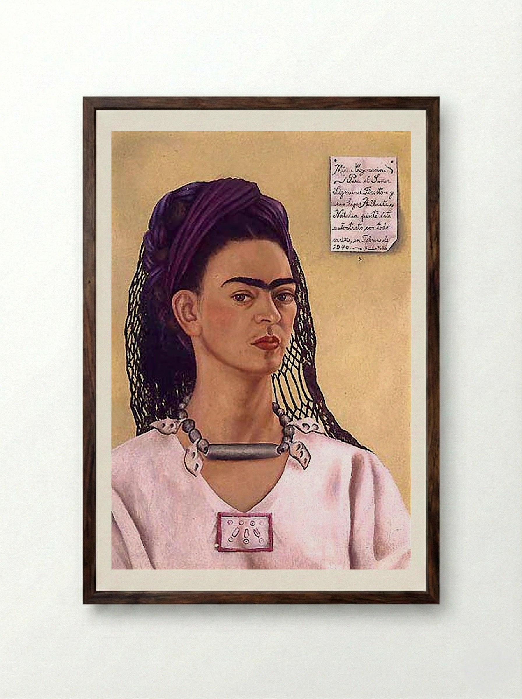 Self-Portrait Dedicated to Sigmund Firestone - Frida Kahlo - Framed Print Dark Wood