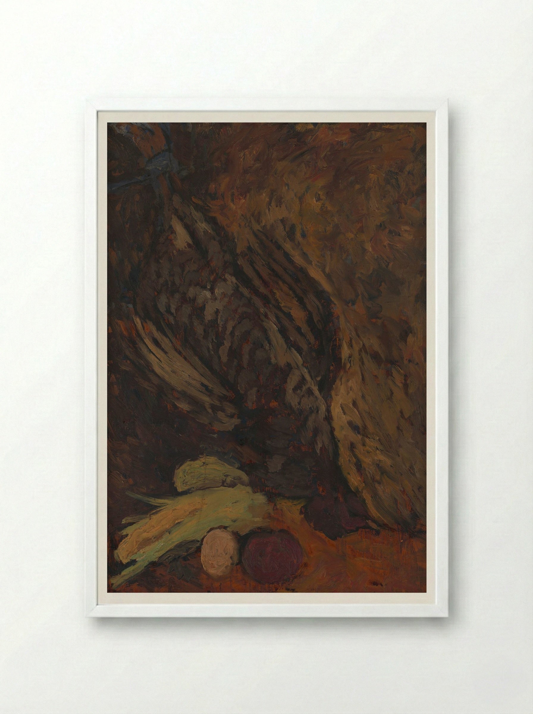 Still Life with a Pheasant - Zolo Palugyay - Framed Print White