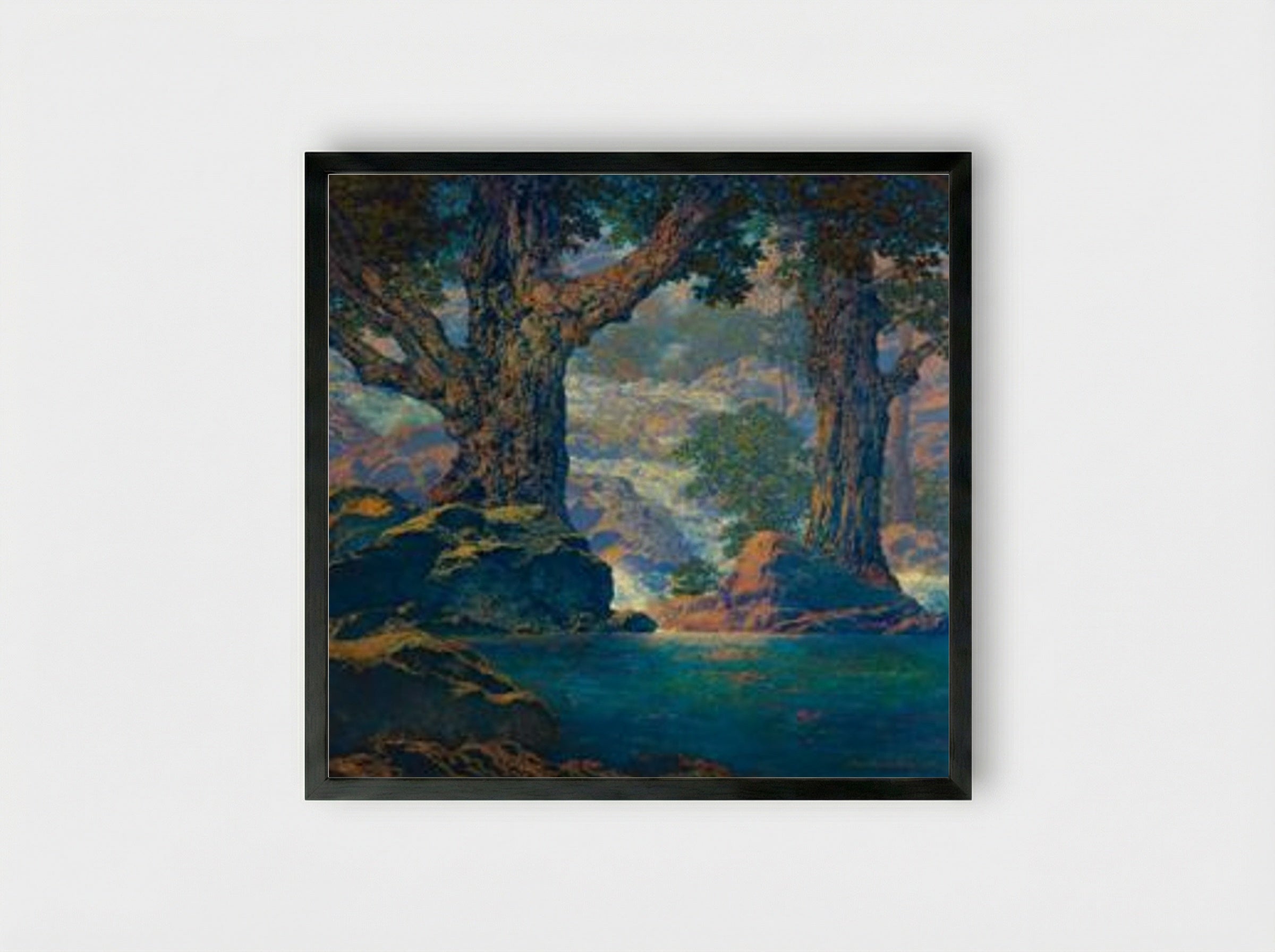 Cascades (Quiet Solitude) - Maxfield Parrish - Framed Print Black
