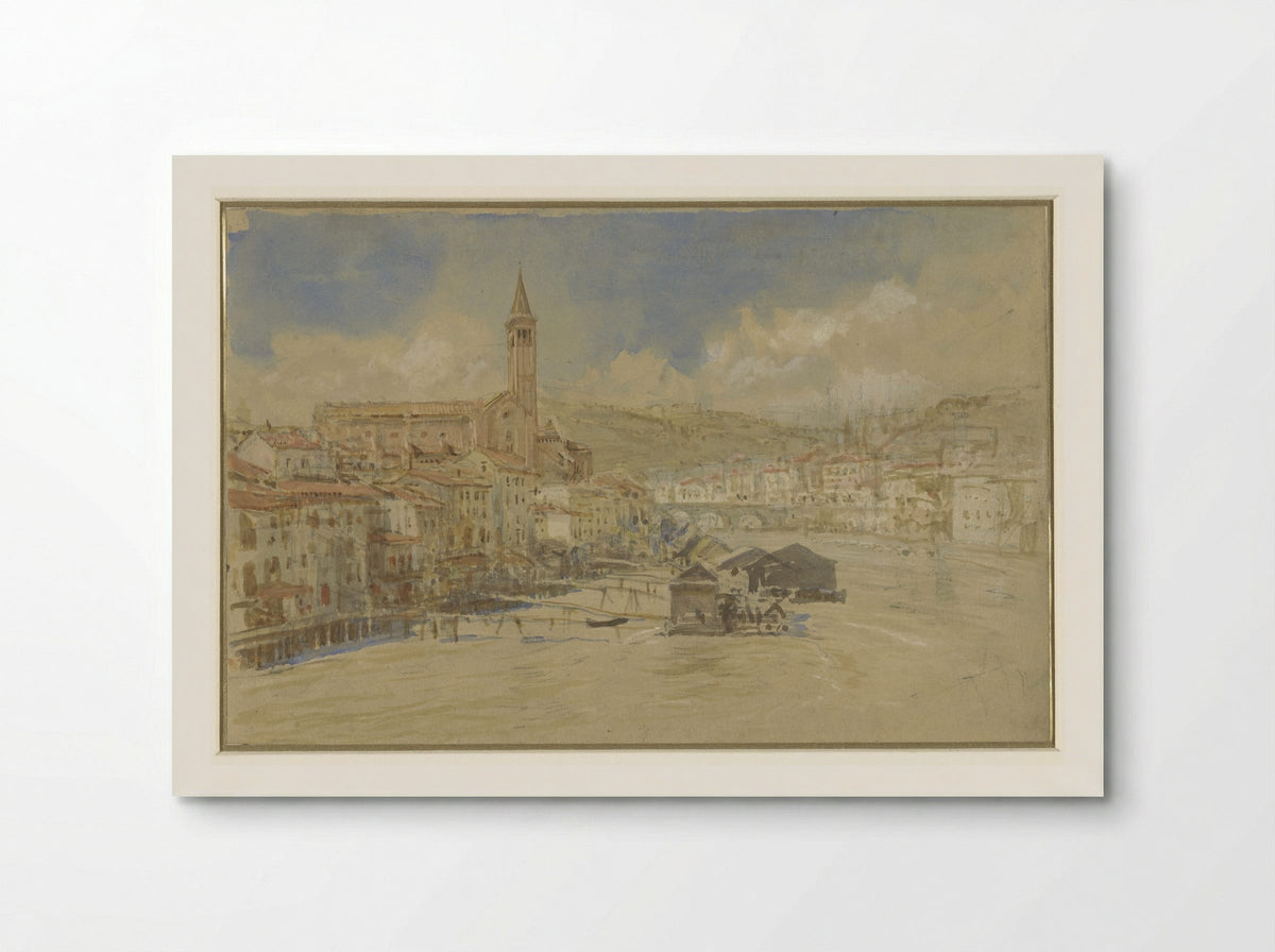 Gezicht op S. Anastasia te Verona, over de Adige - John Ruskin - Poster