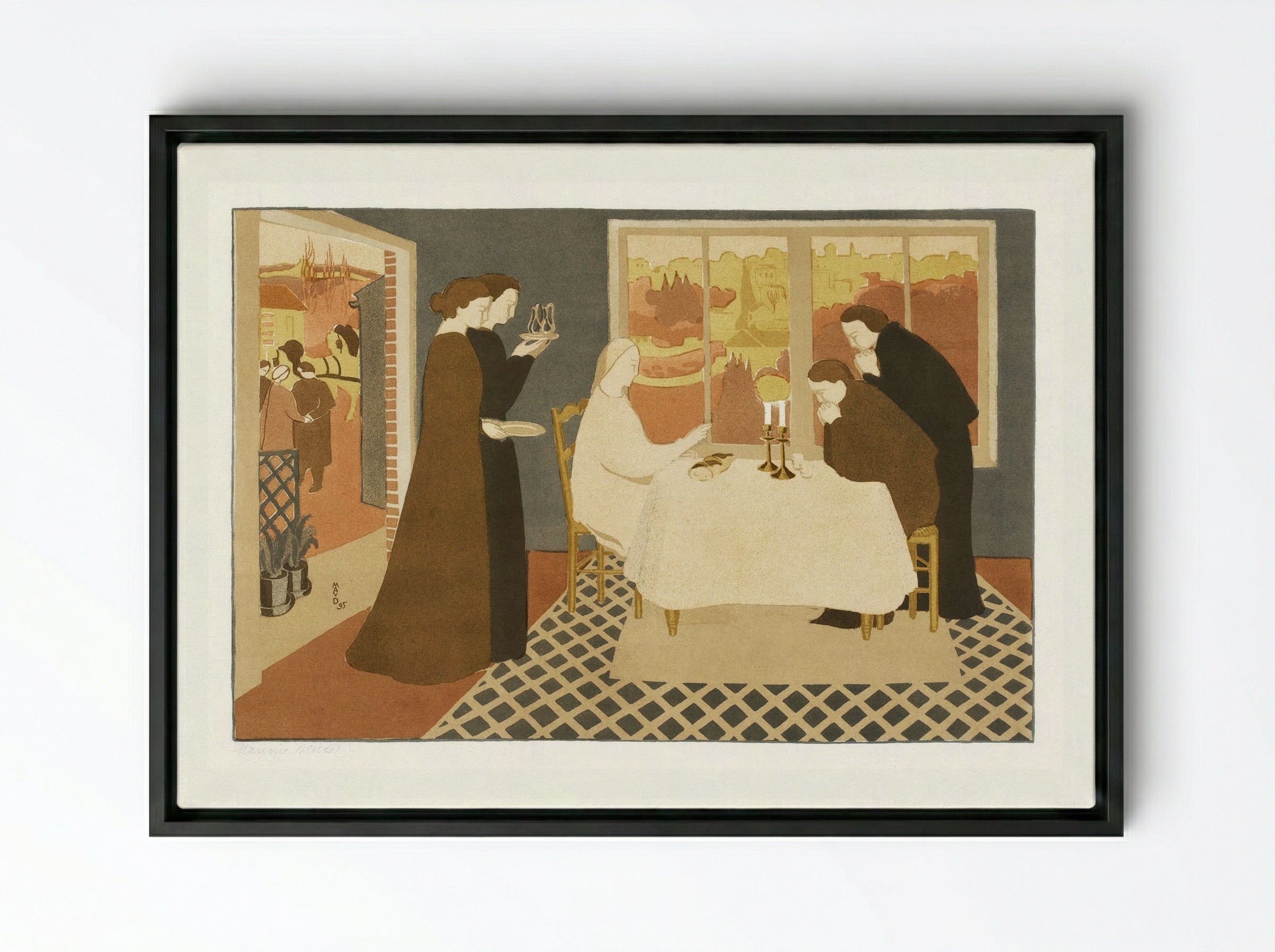 The Pilgrims of Emmaus - Maurice Denis - Framed Canvas Black