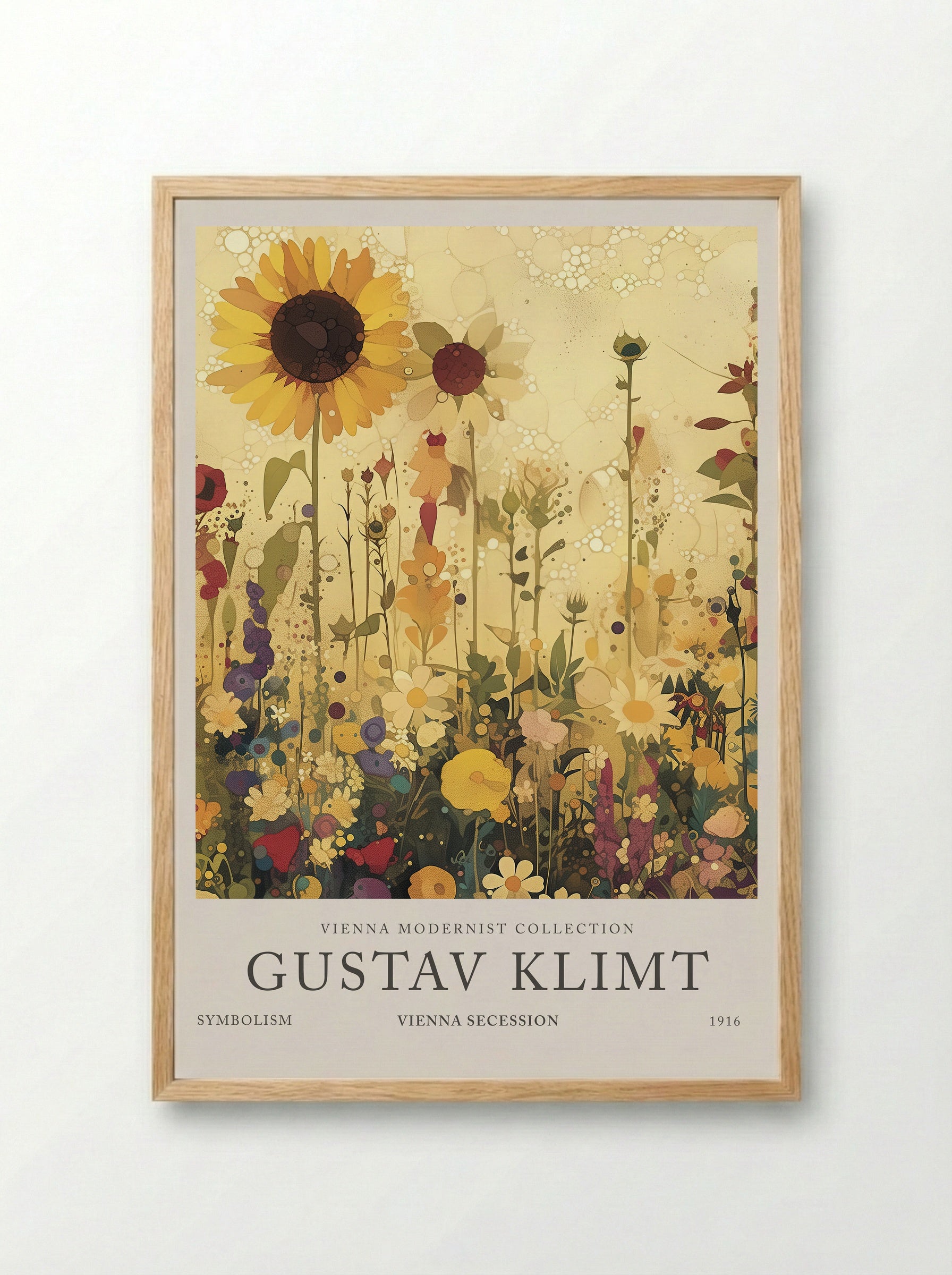Sunflower Reverie - Gustav Klimt - Framed Print Wood