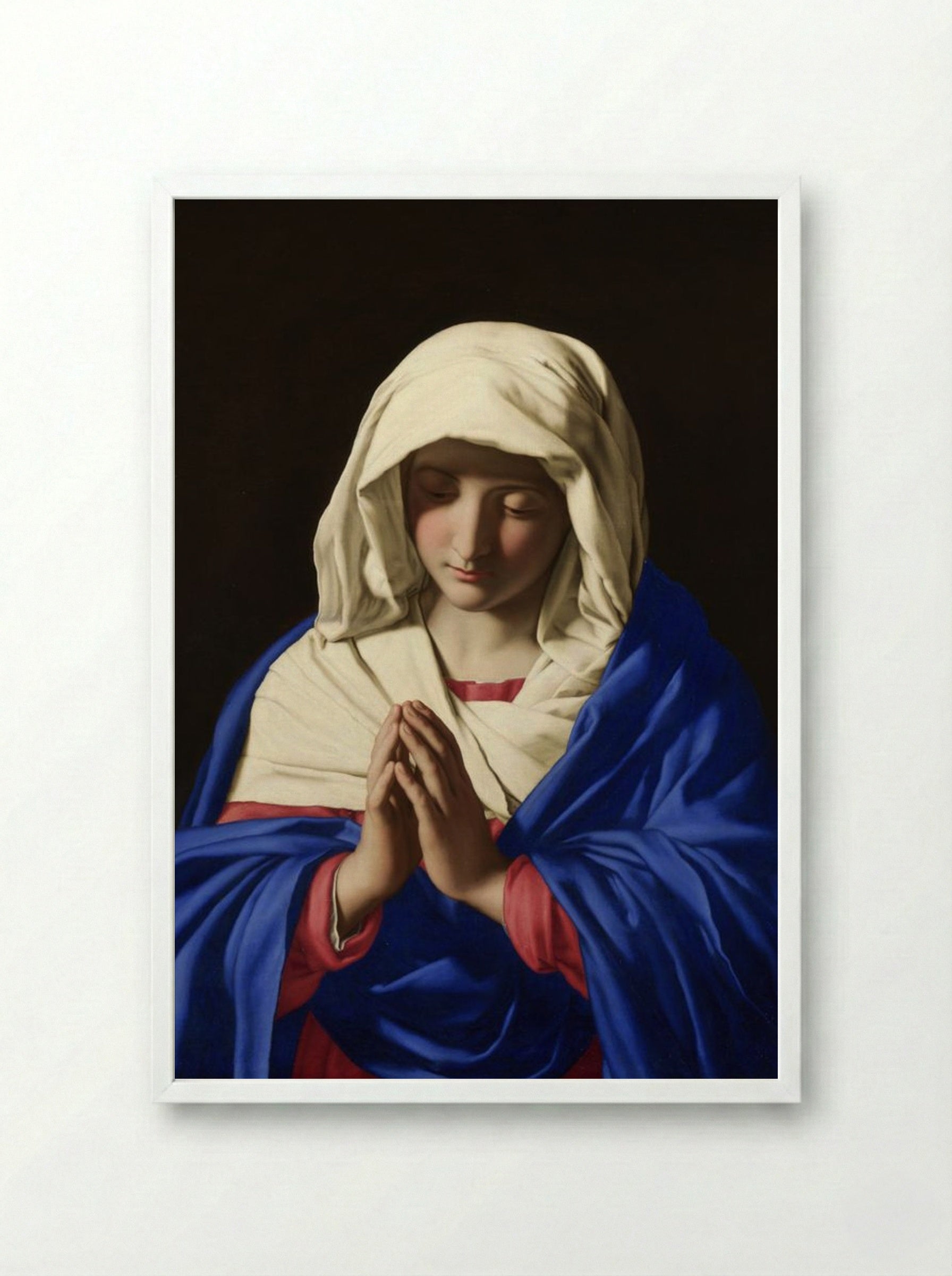 The Virgin in Prayer - Hendrick Bloemaert - Framed Print White