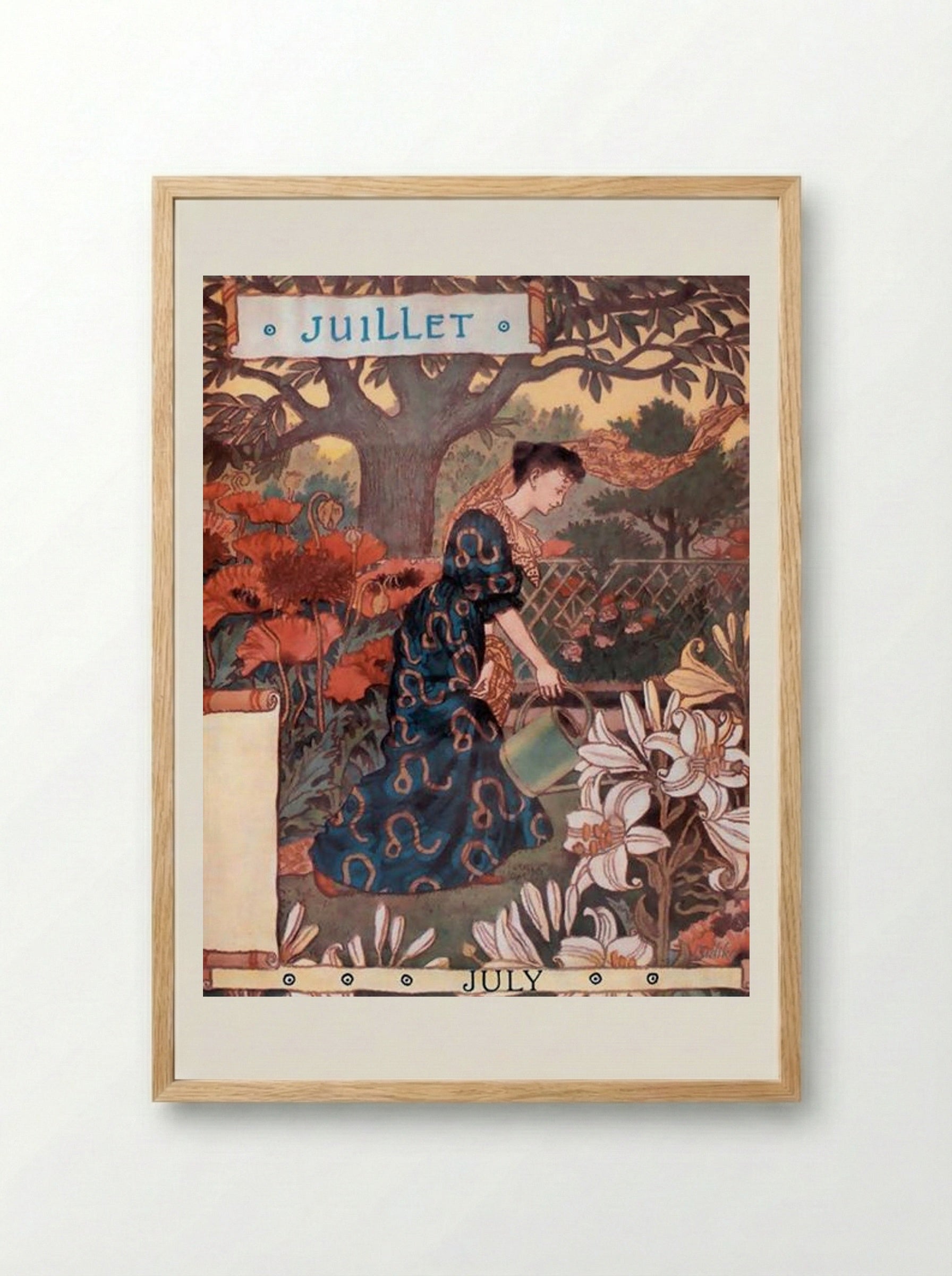 La Belle Jardiniere – July - Eugène Grasset - Framed Print Wood