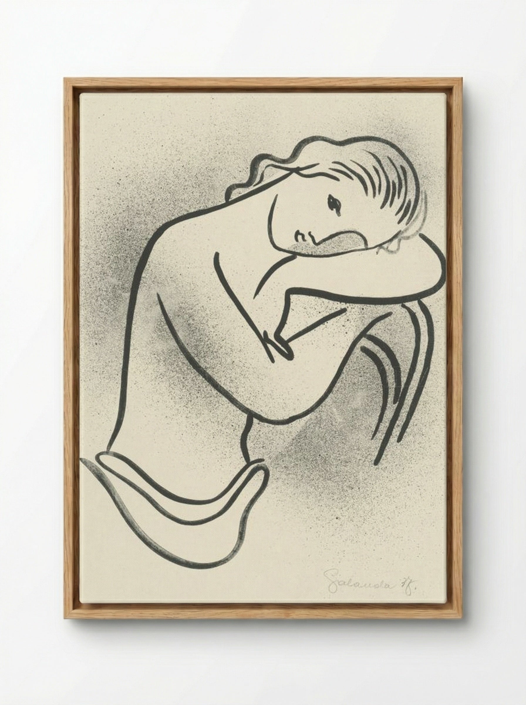 Reclining Nude (Woman Resting on Arms) - Mikuláš Galanda - Framed Canvas Wood