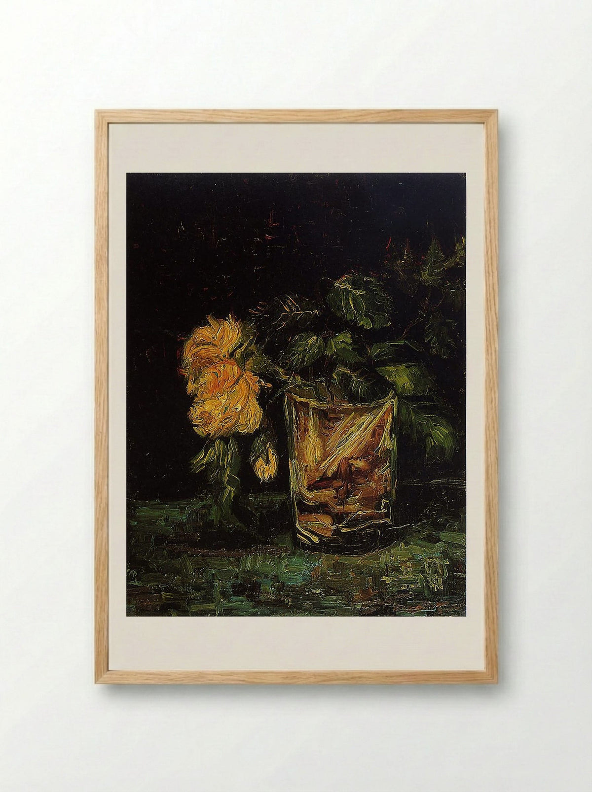 Glass with Roses - Vincent van Gogh - Framed Print Wood