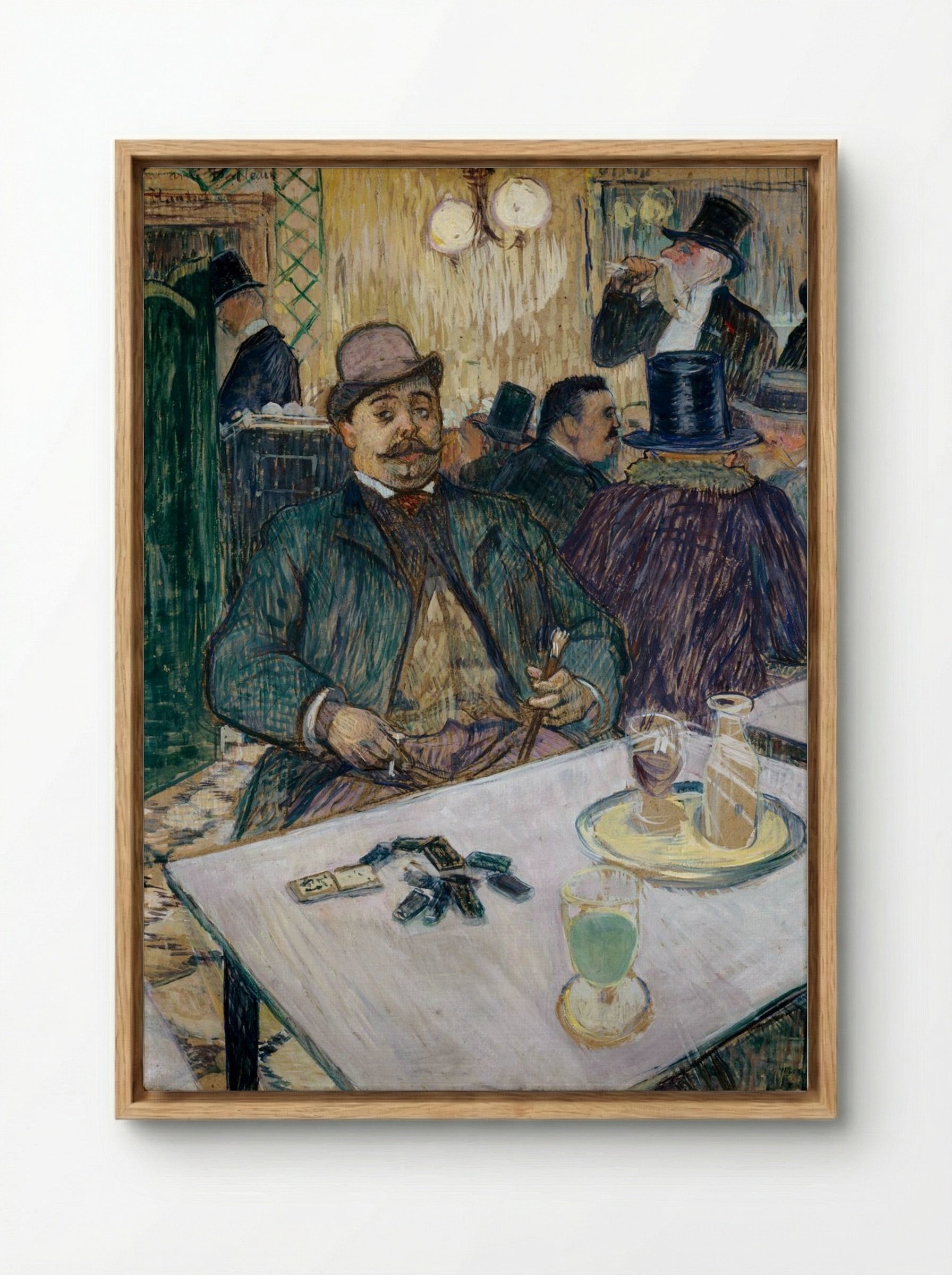 Monsieur Boileau at the Café - Henri de Toulouse-Lautrec - Framed Canvas Wood