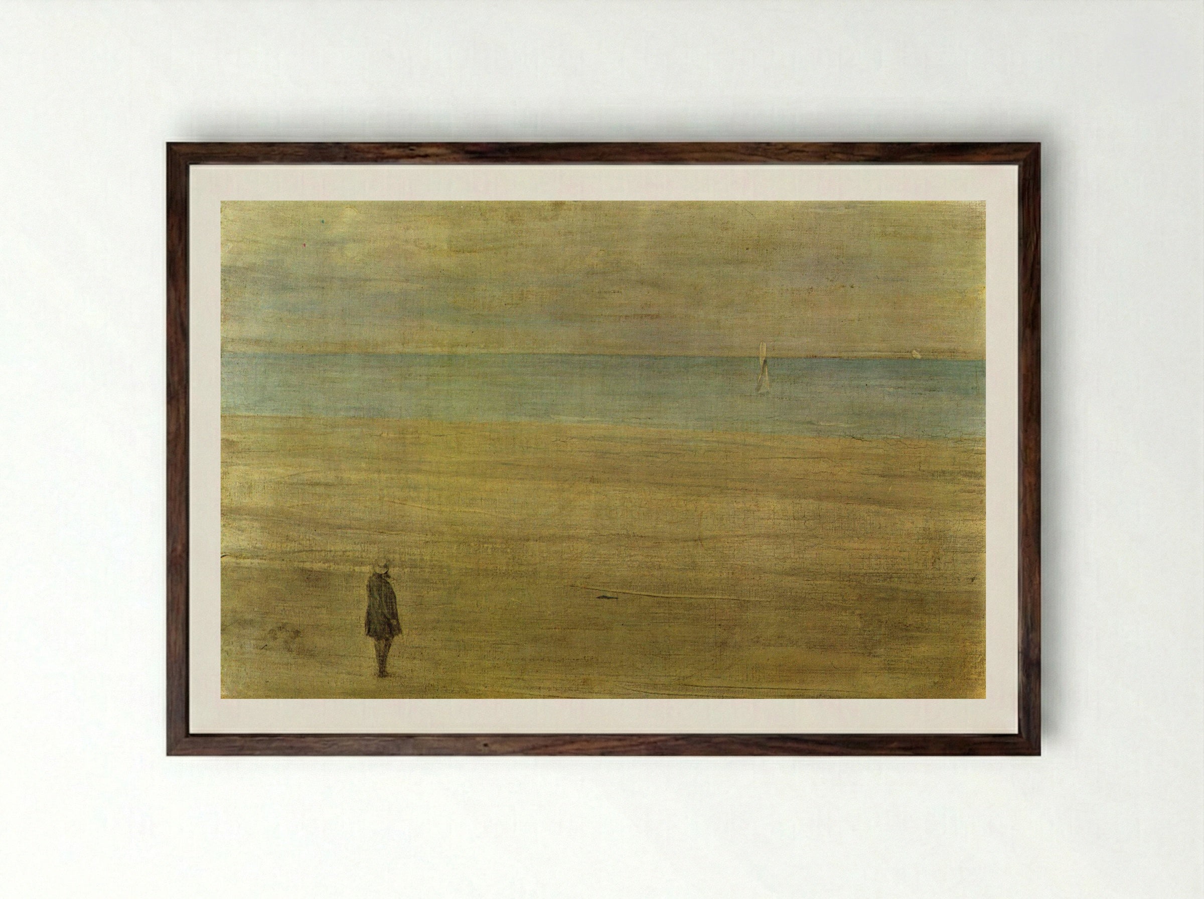 Harmony in Blue and Silver, Trouville - James McNeill Whistler - Framed Print Dark Wood