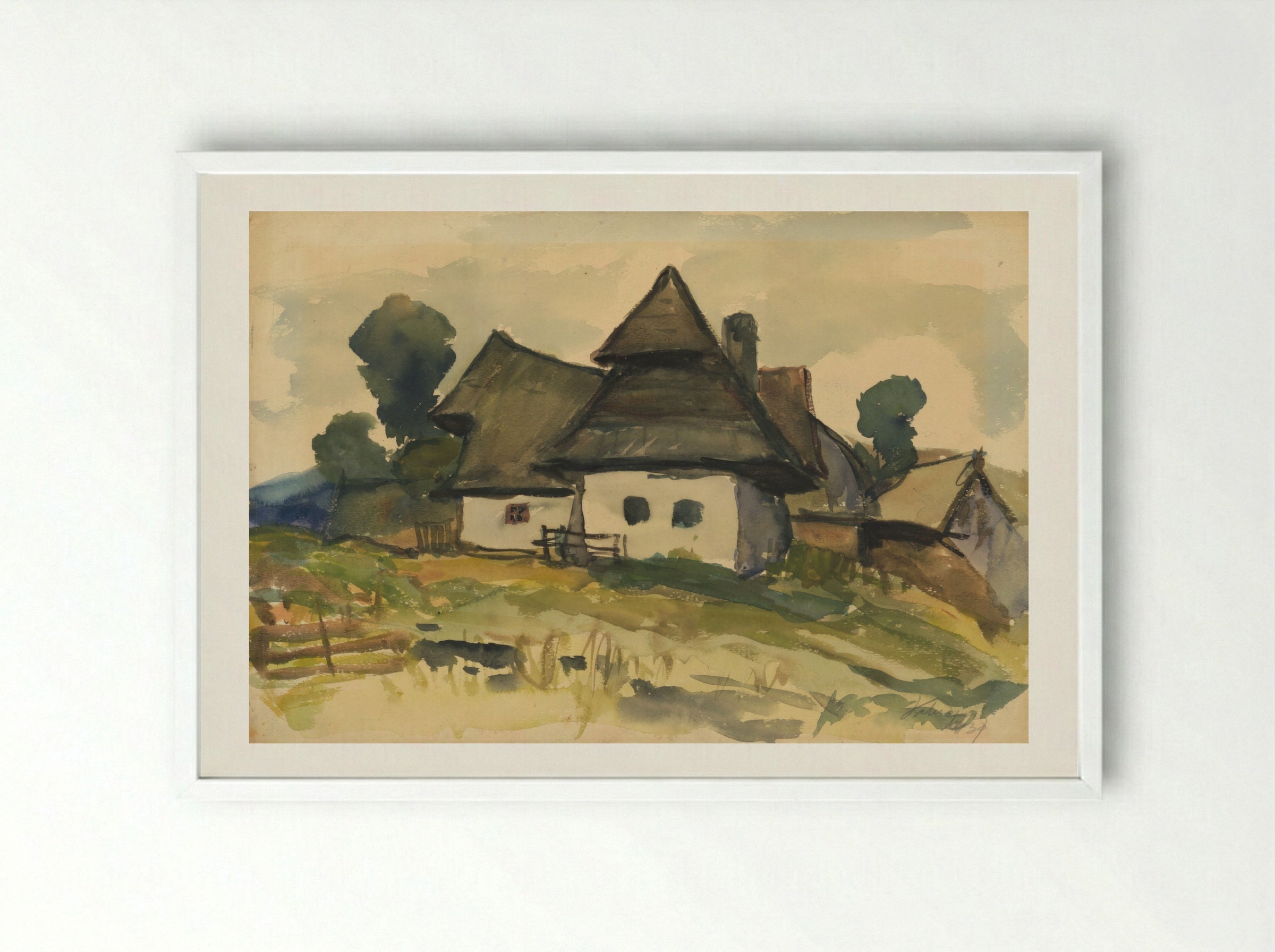 Village Motif - Zolo Palugyay - Framed Print White