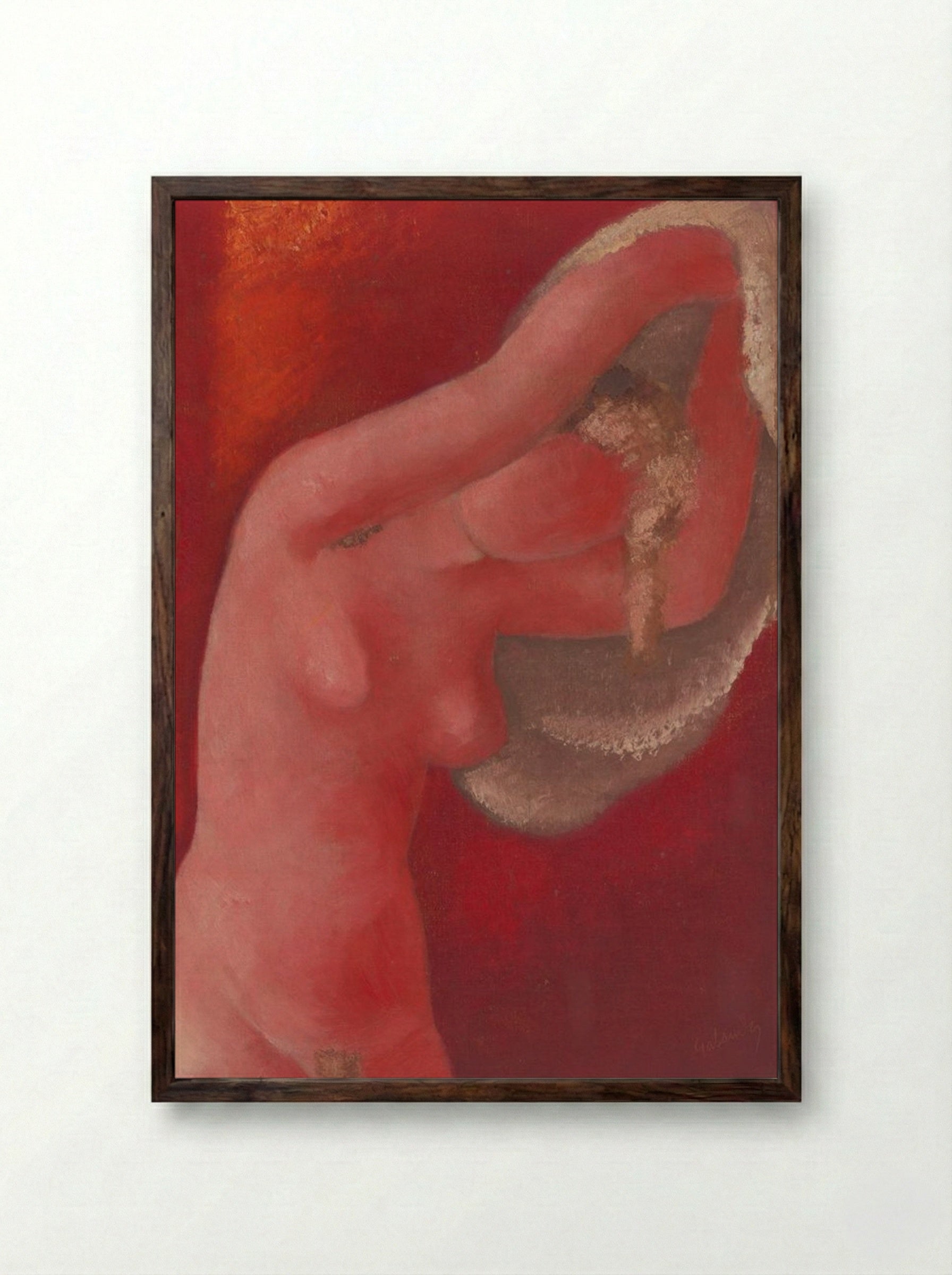 Woman Undressing - Mikuláš Galanda - Framed Print Dark Wood