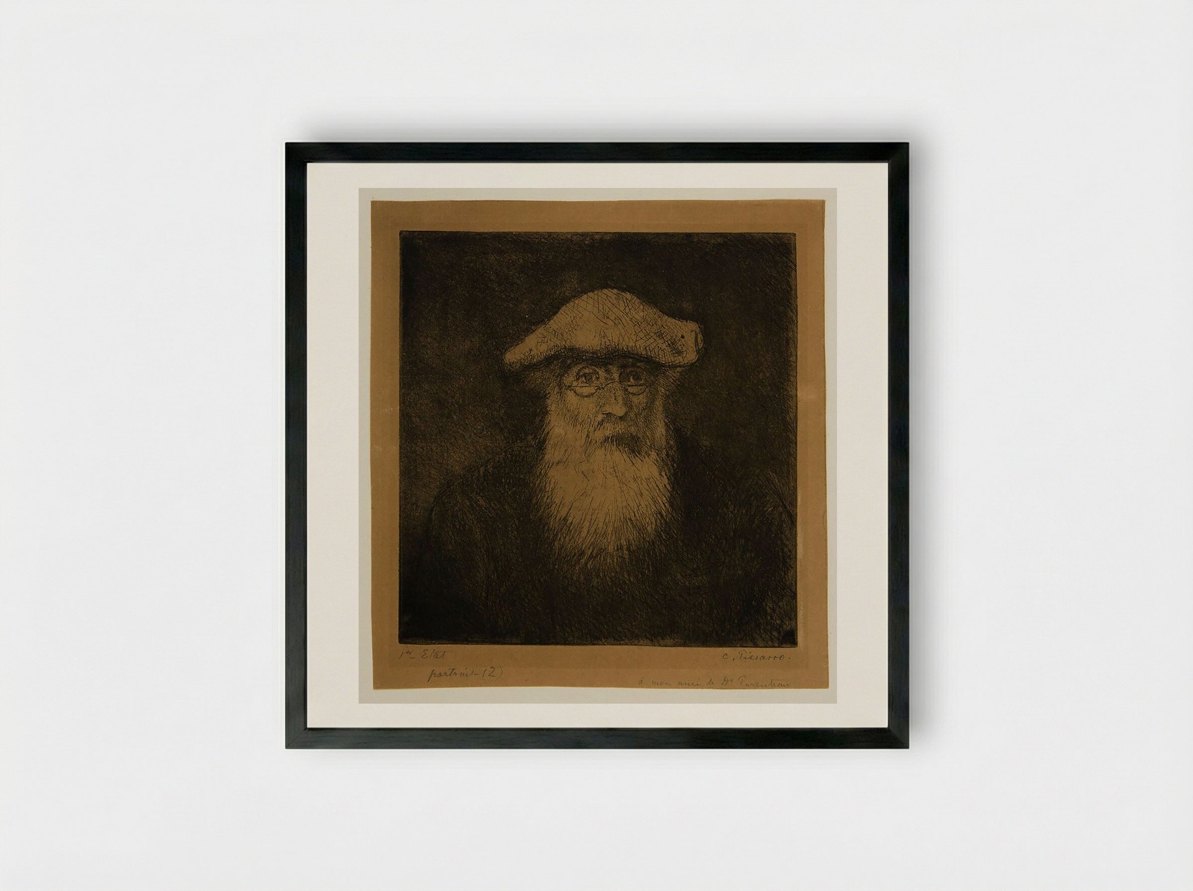 Self-Portrait (Camille Pissarro) - Camille Pissarro - Framed Print Black