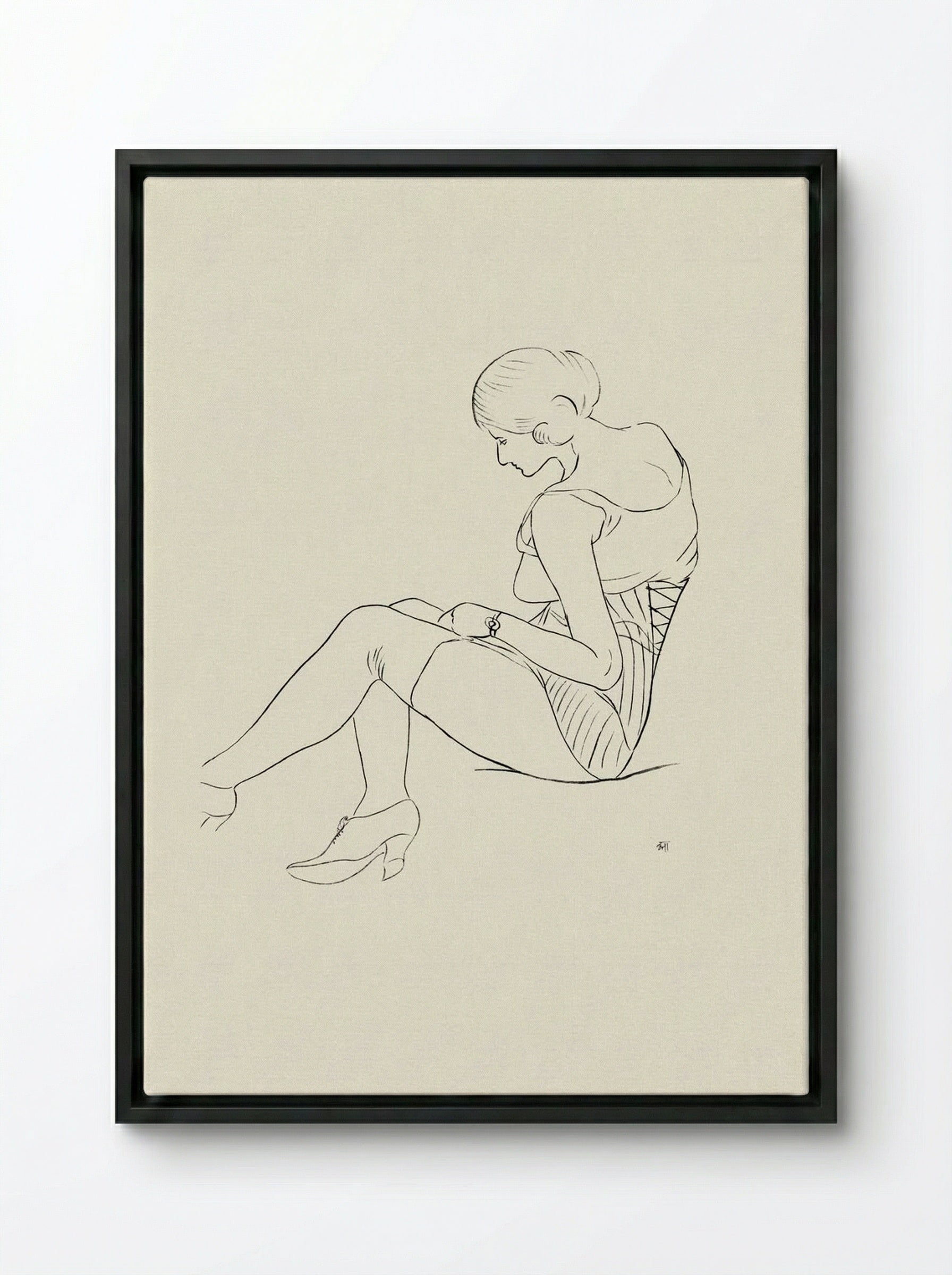 Semi-nude Woman, Seated - Ananda Kentish Coomaraswamy - Framed Canvas Black
